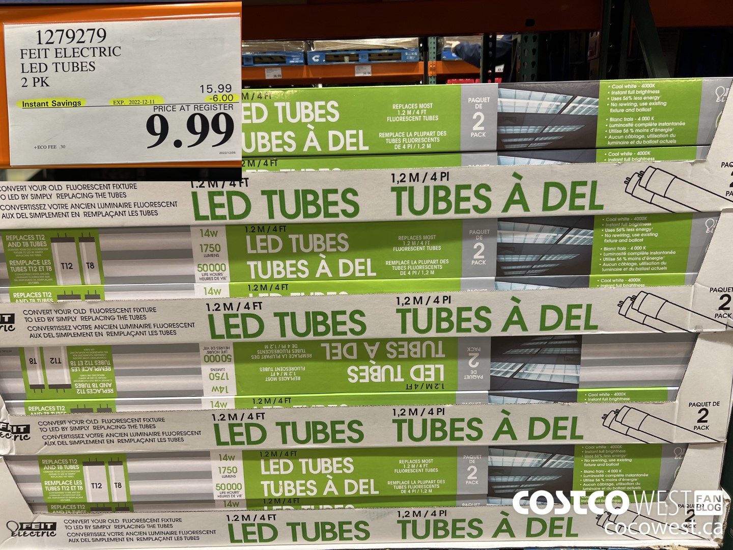 1279279 FEIT ELECTRIC LED TUBES 2 PK ($6.00 INSTANT SAVINGS EXPIRES ON 2022-12-11) $9.99