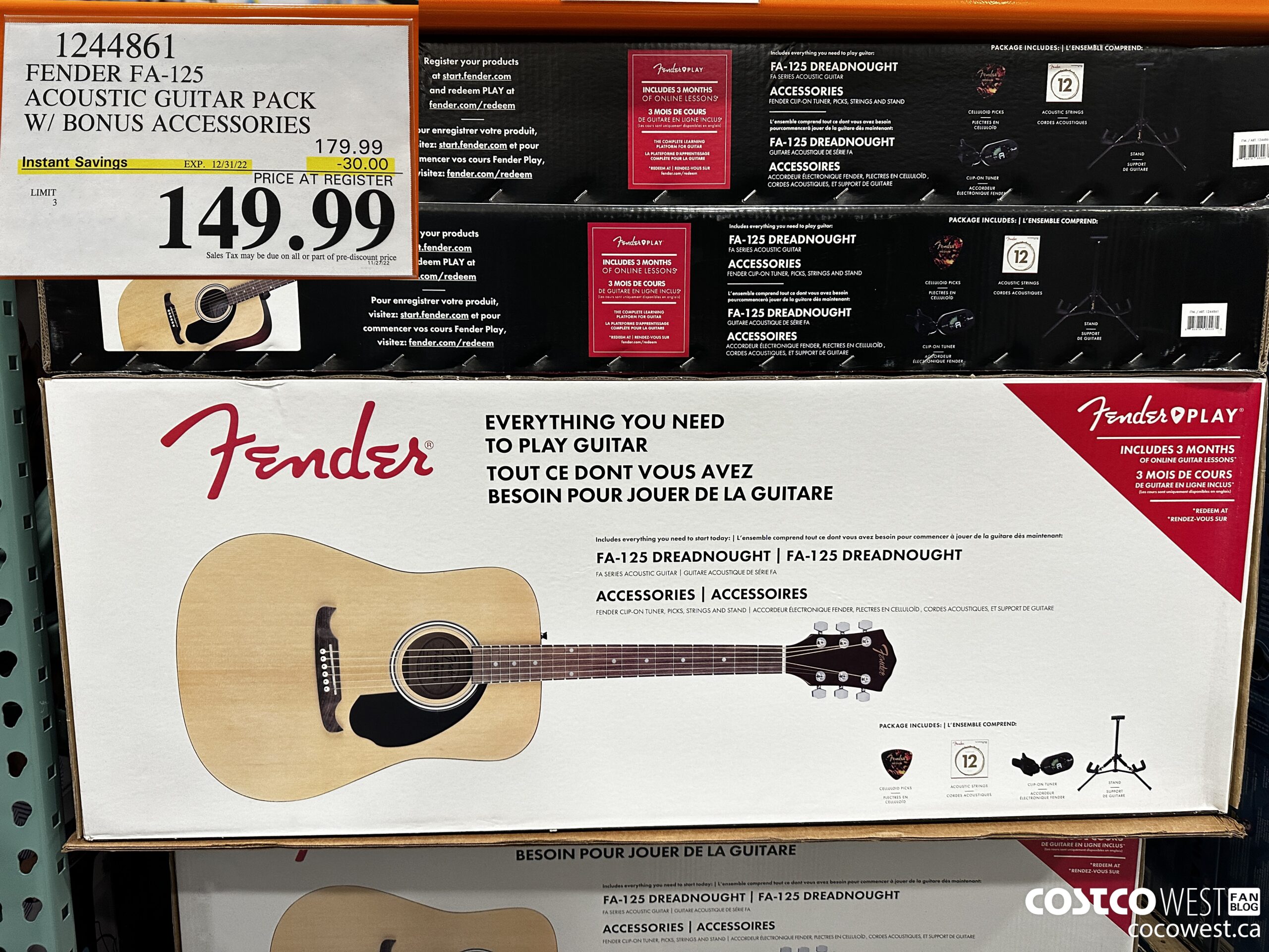 1244861 FENDER FA-125 ACOUSTIC GUITAR PACK W/ BONUS ACCESSORIES ($30.00 INSTANT SAVINGS EXPIRES ON 2022-12-31) $149.99