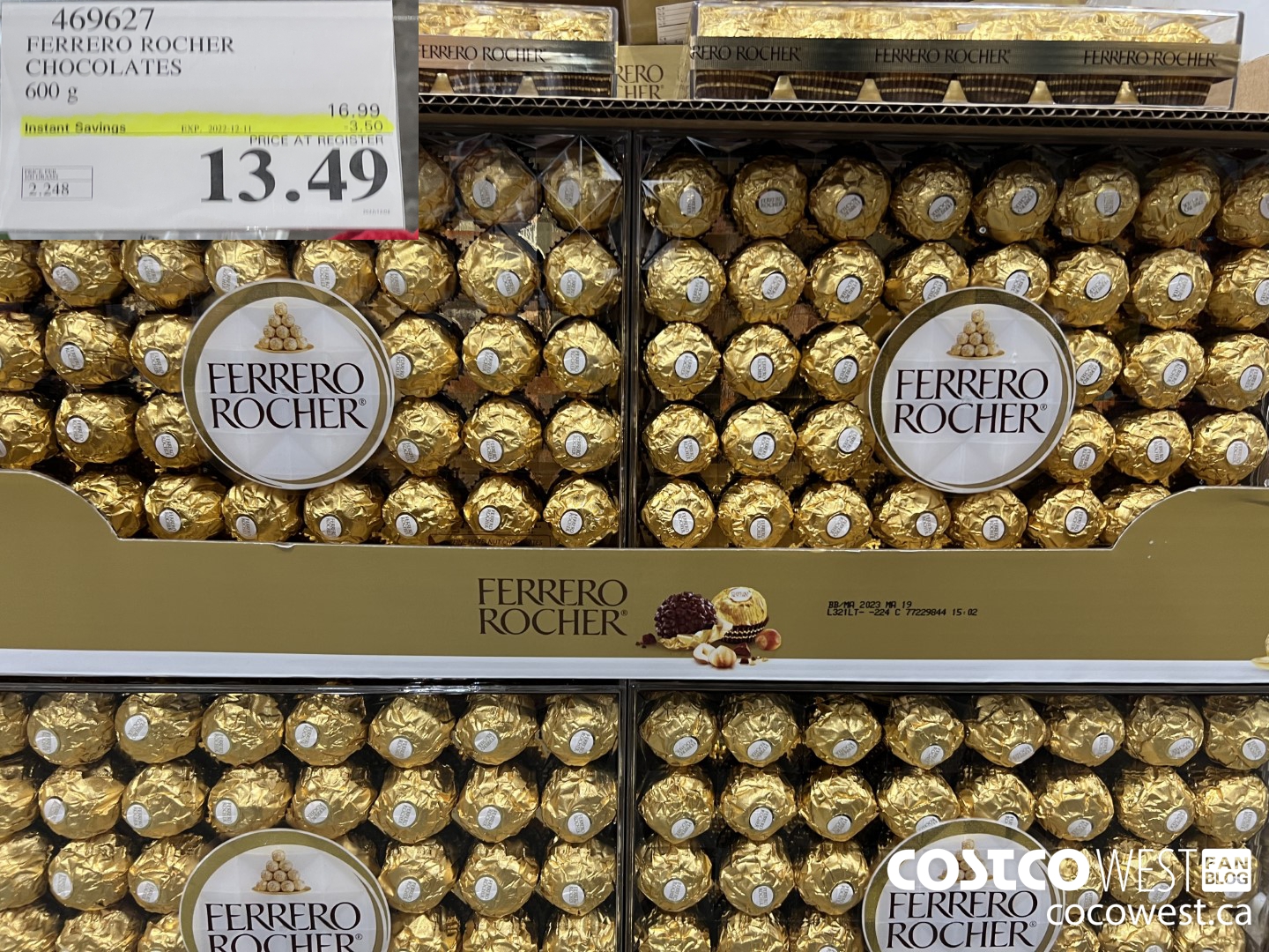 469627 FERRERO ROCHER CHOCOLATES 600 G ($3.50 INSTANT SAVINGS EXPIRES ON 2022-12-11) $13.49