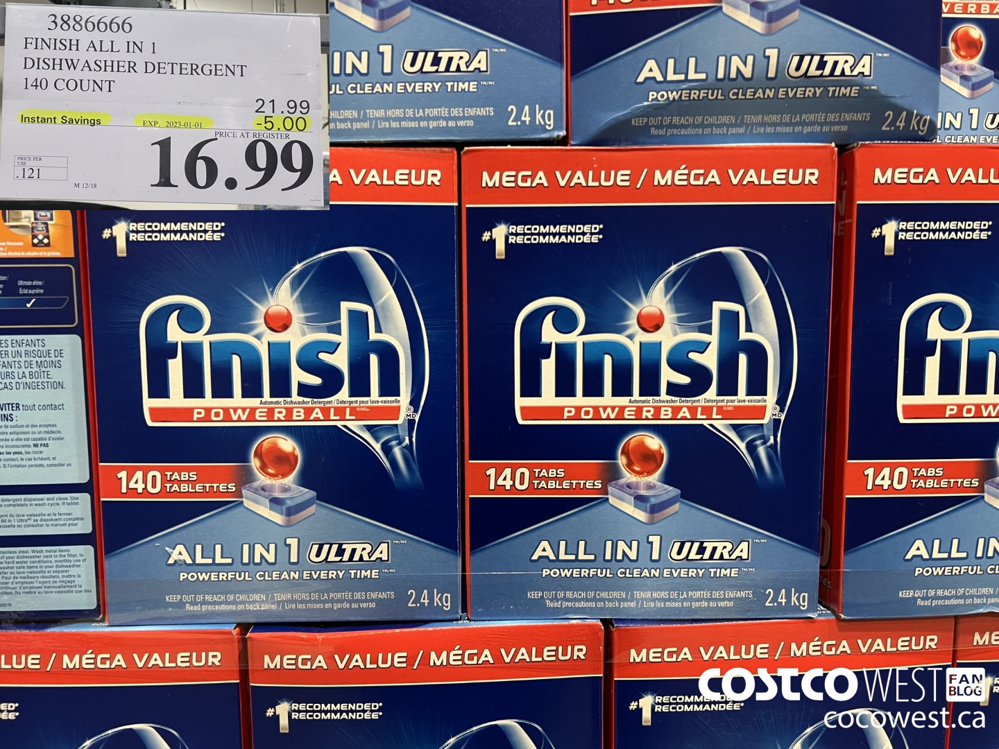 3886666 FINISH ALL IN 1 DISHWASHER DETERGENT 140 COUNT ($5.00 INSTANT SAVINGS EXPIRES ON 2023-01-01) $16.99