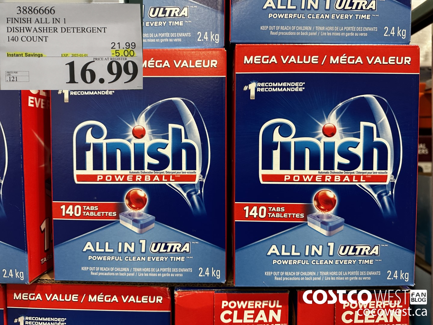 3886666 FINISH ALL IN 1 DISHWASHER DETERGENT 140 COUNT ($5.00 INSTANT SAVINGS EXPIRES ON 2023-01-01) $16.99
