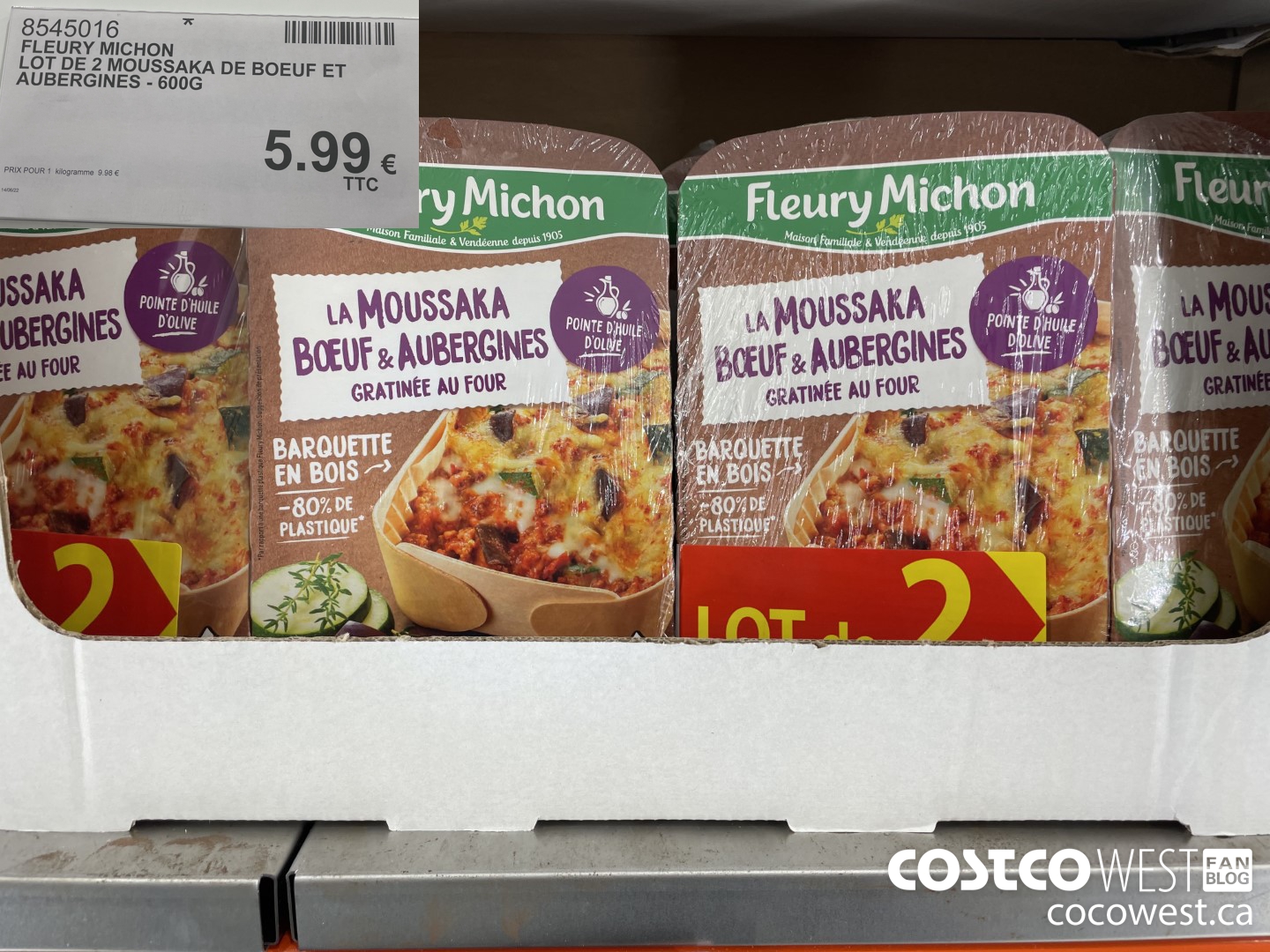 8545016 FLEURY MICHON LOT DE 2 MOUSSAKA DE BOEUF ET AUBERGINES 600G $5.99