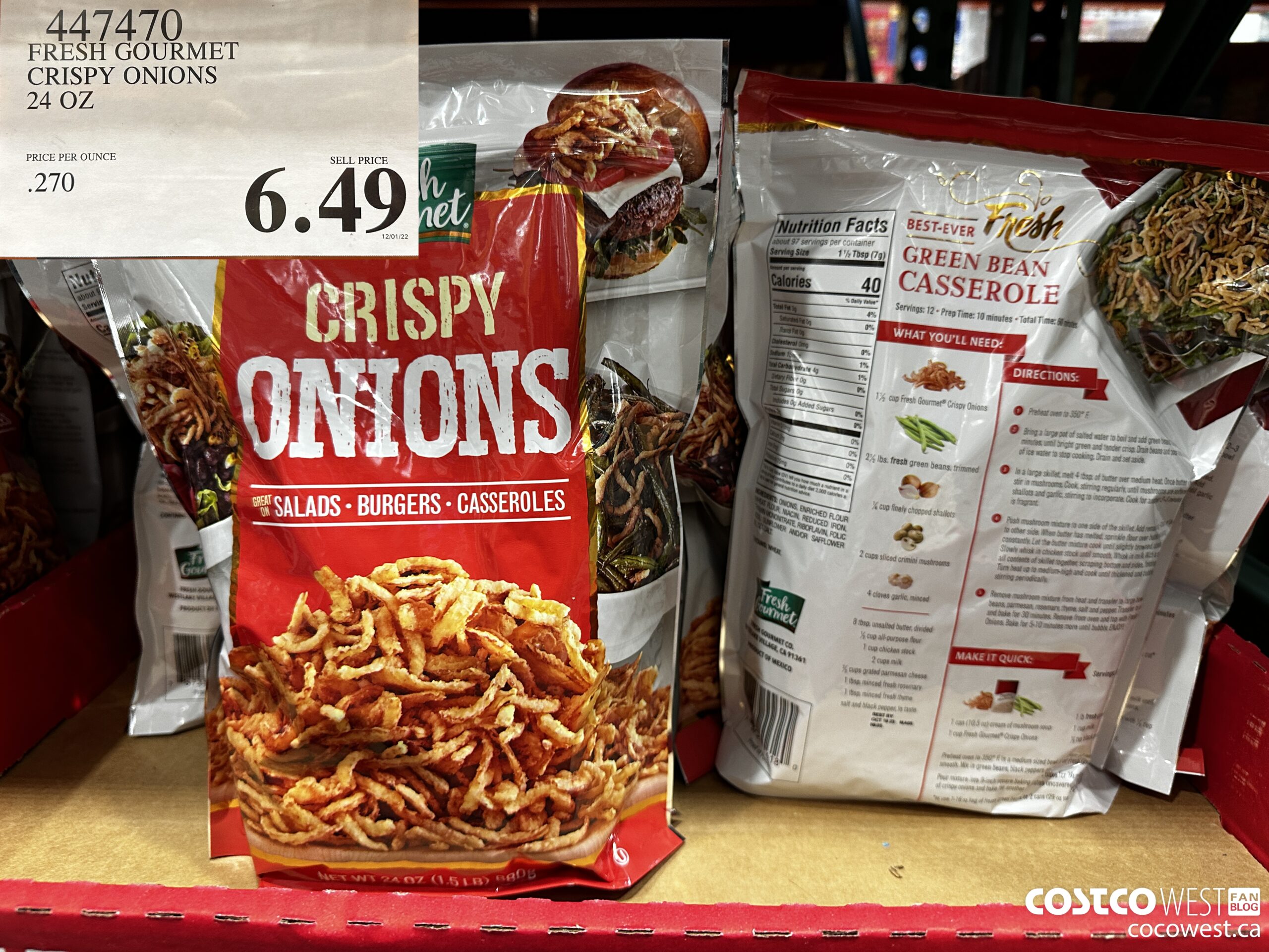 447470 FRESH GOURMET CRISPY ONIONS 24 OZ $6.49