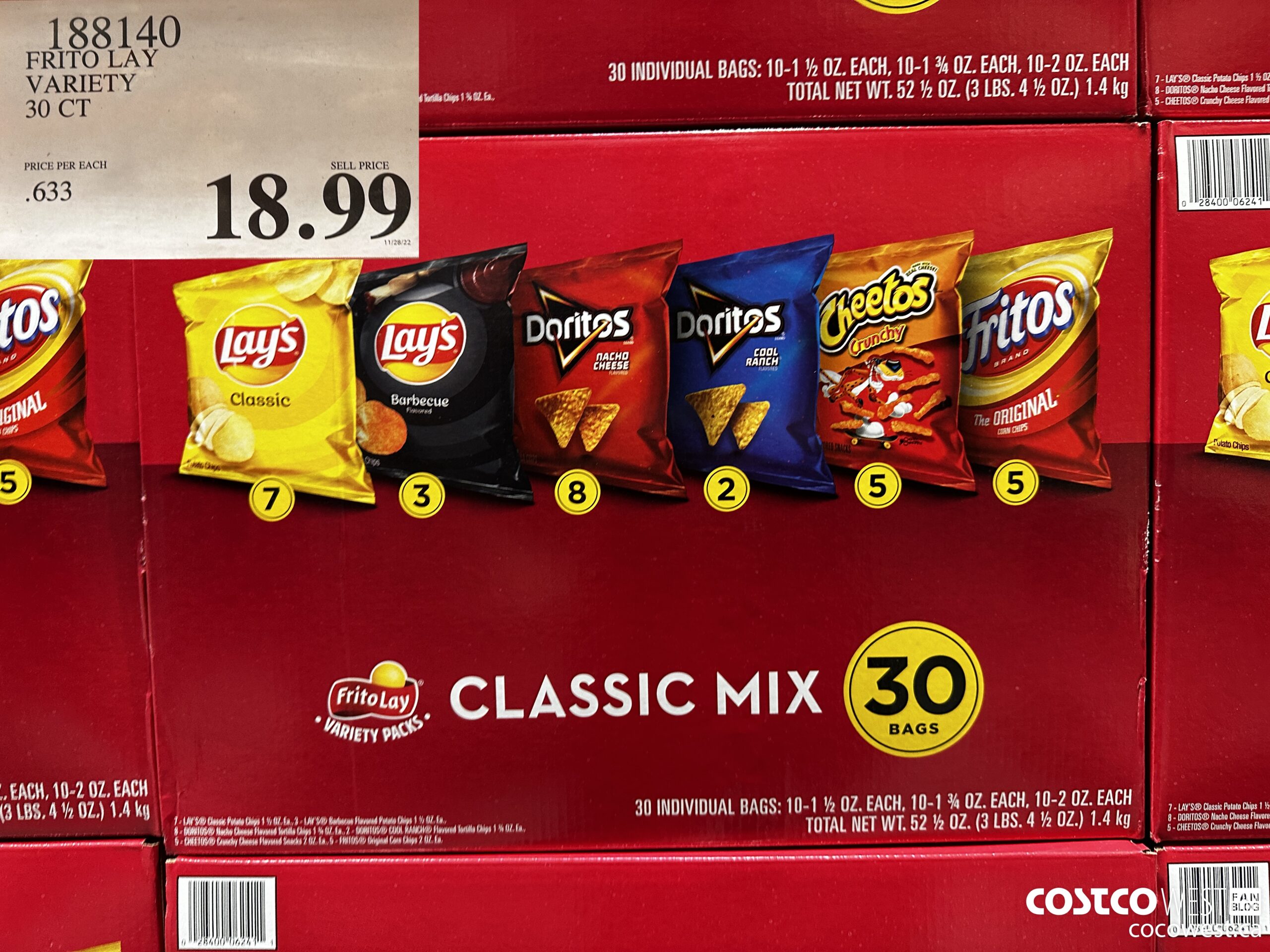 188140 FRITO LAY VARIETY 30 CT $18.99
