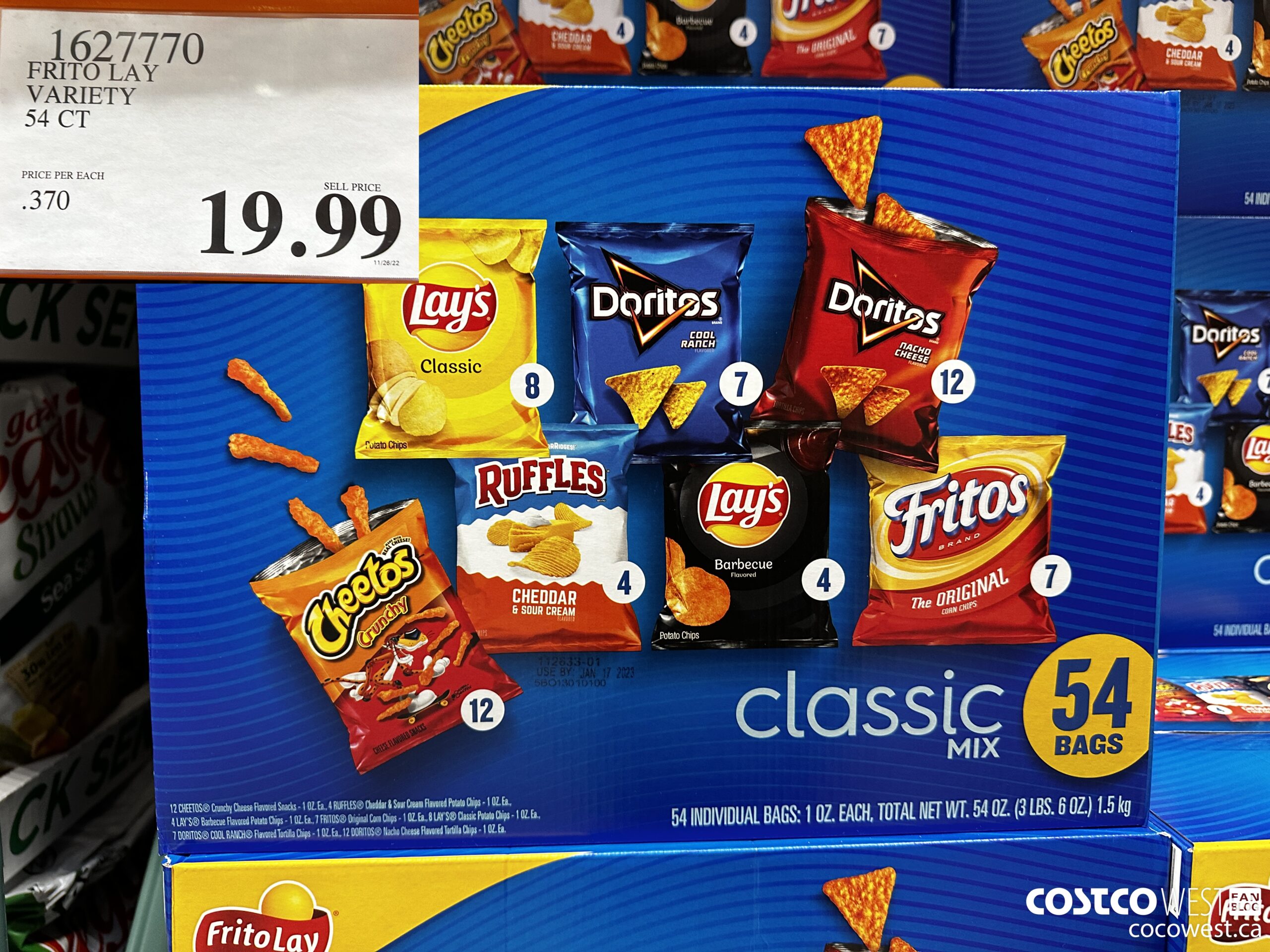 1627770 FRITO LAY VARIETY 54 CT $19.99