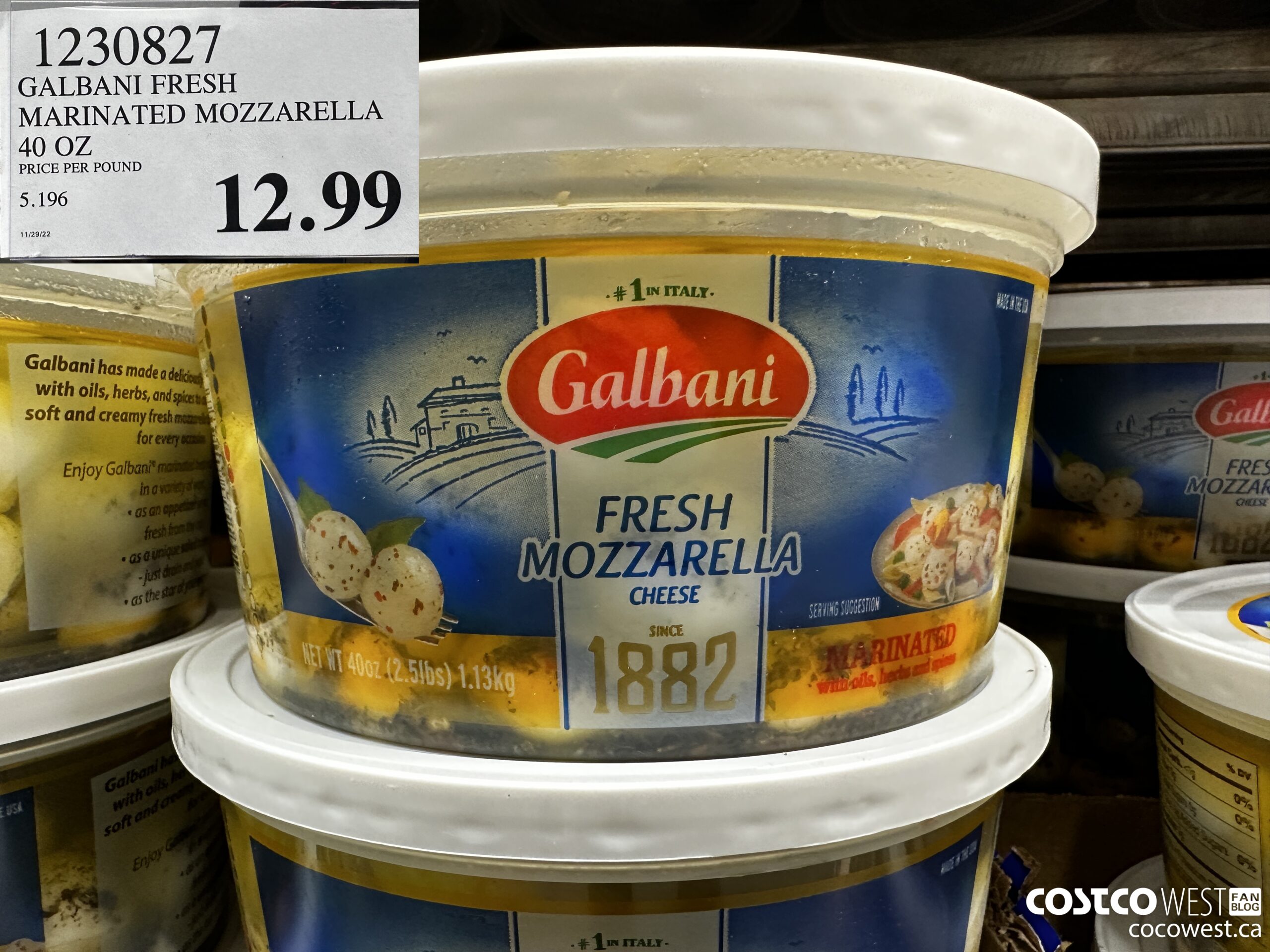 1230827 GALBANI FRESH MARINATED MOZZARELLA 40 OZ  $12.99