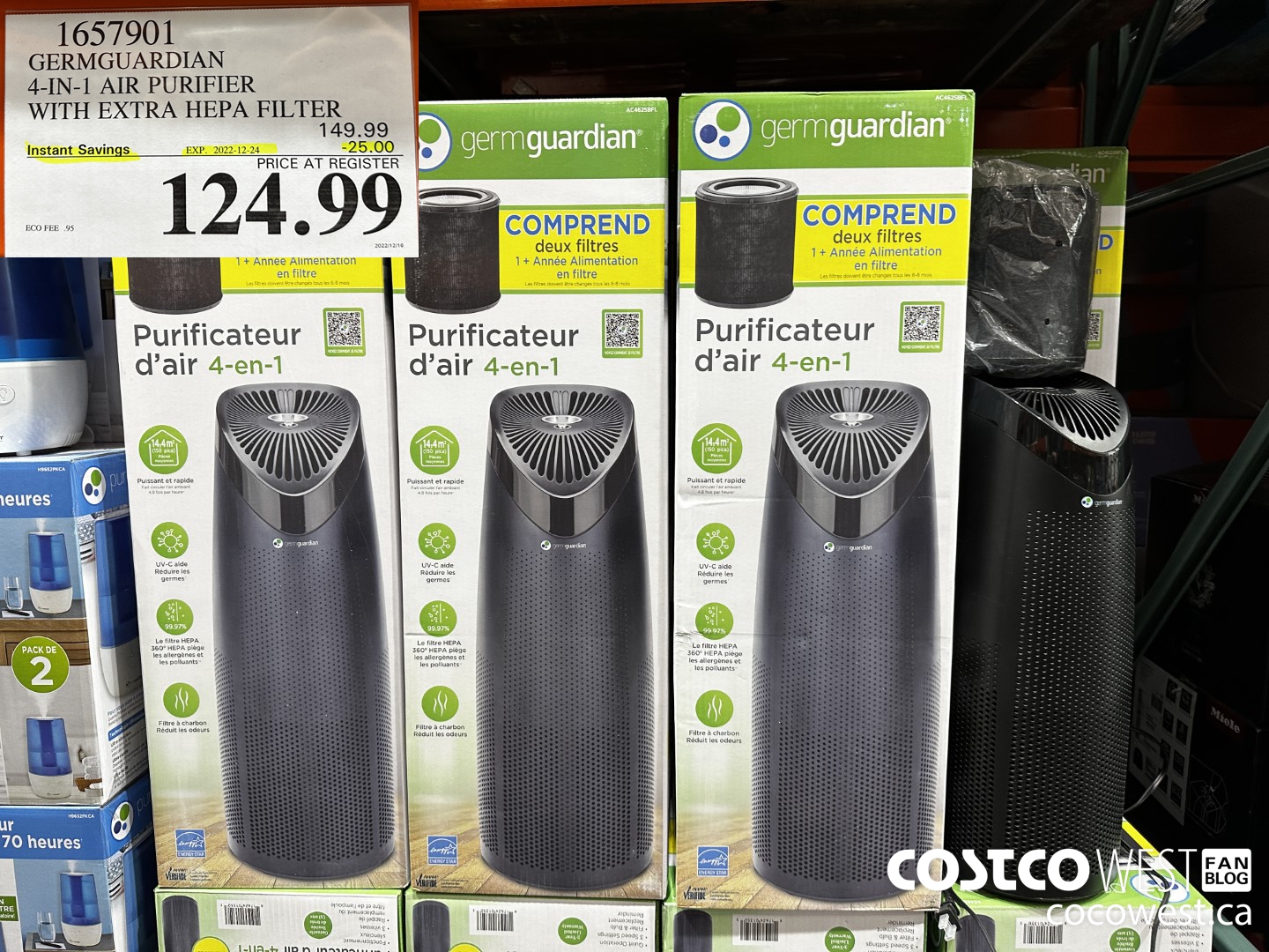 1657901 GERMGUARDIAN 4-IN-1 AIR PURIFIER WITH EXTRA HEPA FILTER ($25.00 INSTANT SAVINGS EXPIRES ON 2022-12-24) $124.99