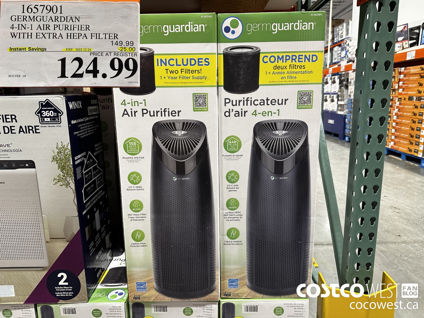 1657901 GERMGUARDIAN 4-IN-1 AIR PURIFIER WITH EXTRA HEPA FILTER ($25.00 INSTANT SAVINGS EXPIRES ON 2022-12-24) $124.99