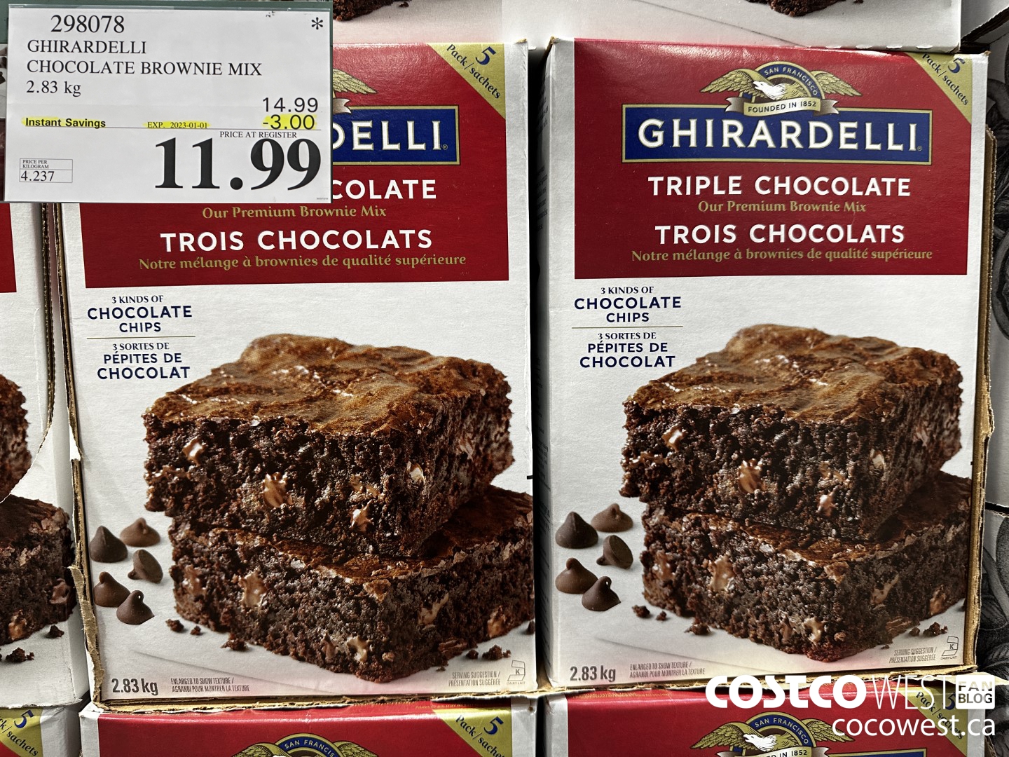 298078 GHIRARDELLI CHOCOLATE BROWNIE MIX 2.83 kg ($3.00 INSTANT SAVINGS EXPIRES ON 2023-01-01) $11.99