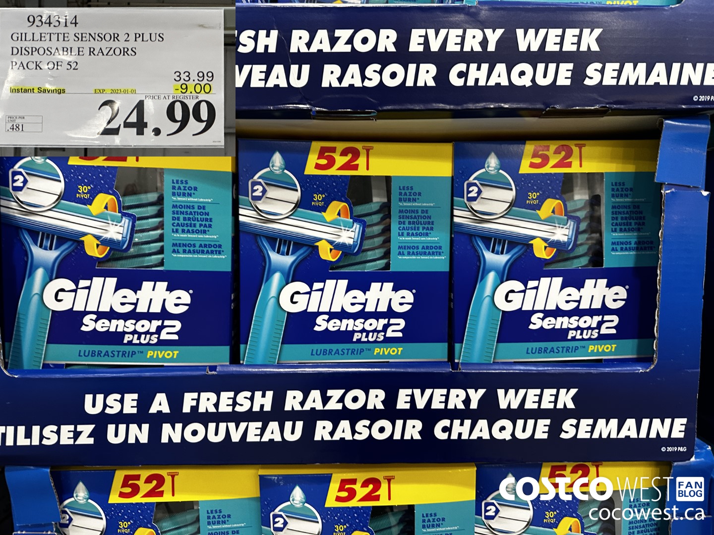 934314 GILLETTE SENSOR 2 PLUS DISPOSABLE RAZORS PACK OF 52 ($9.00 INSTANT SAVINGS EXPIRES ON 2023-01-01) $24.99
