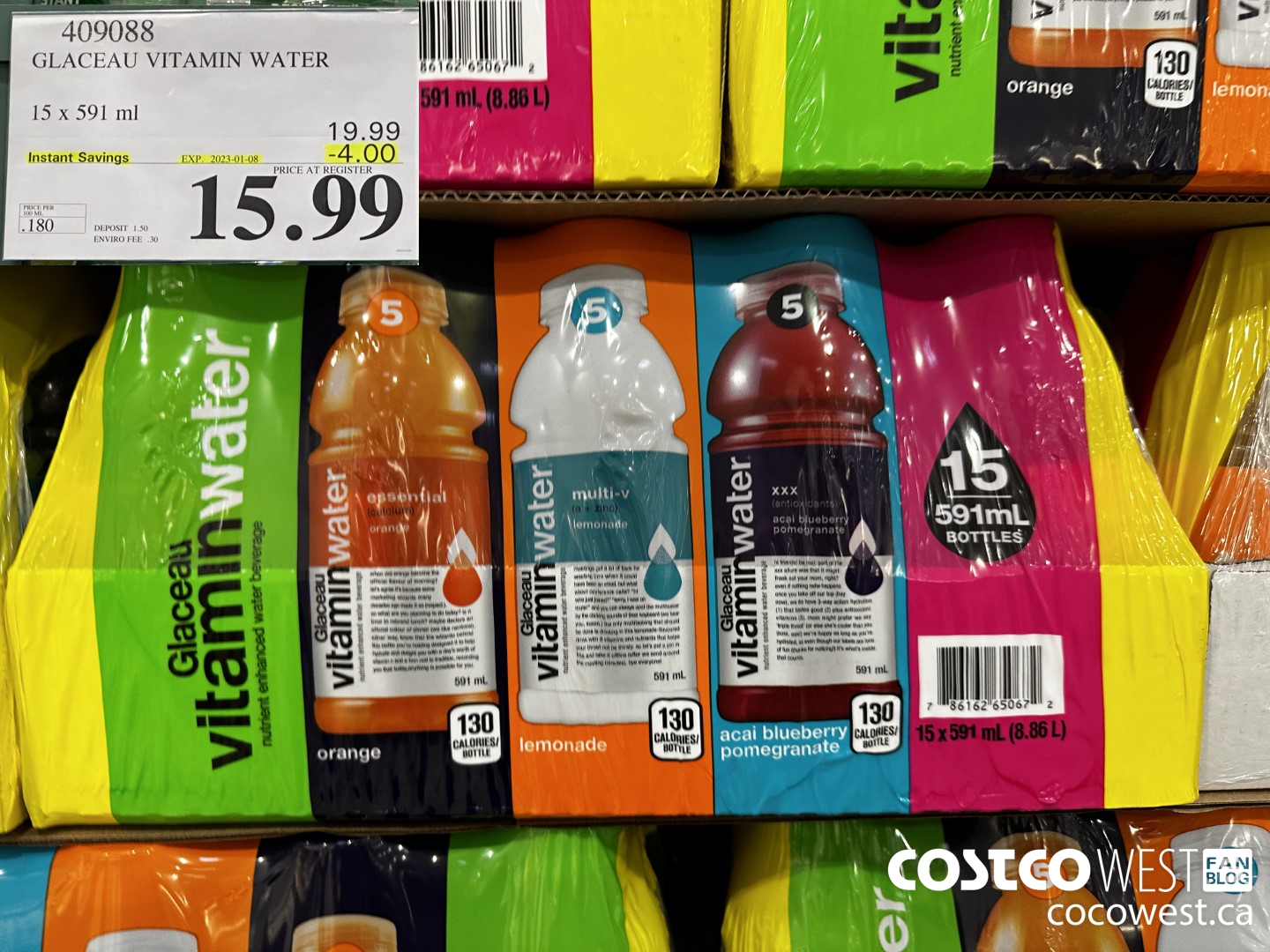 409088 GLACEAU VITAMIN WATER 15 x 591 ml ($4.00 INSTANT SAVINGS EXPIRES ON 2023-01-08) $15.99