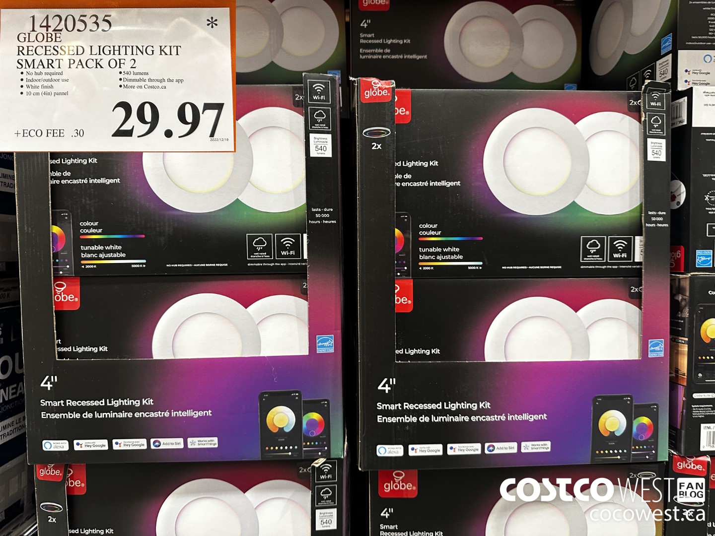 1420535 GLOBE RECESSED LIGHTING KIT SMART PACK OF 2 $29.97