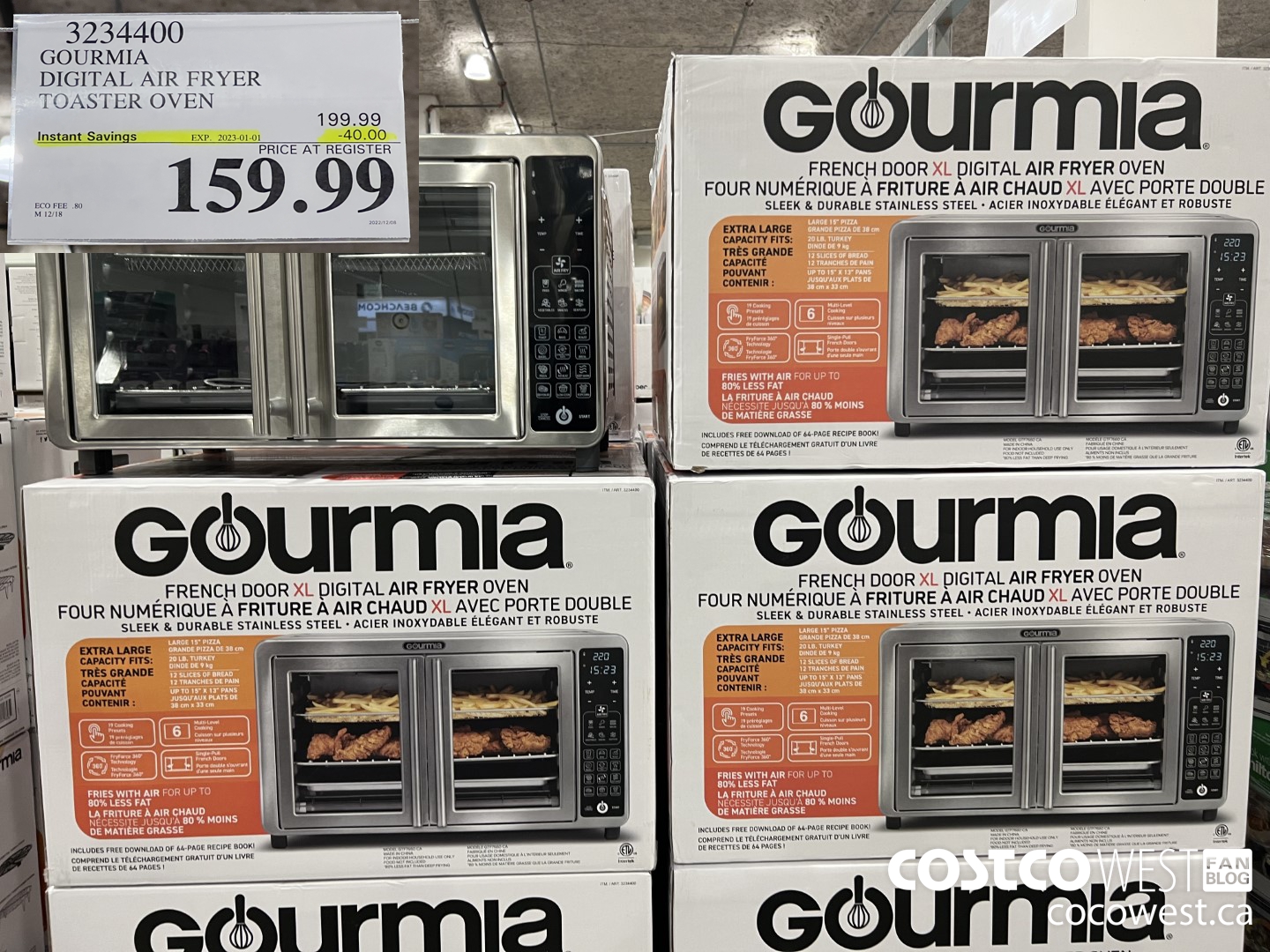 3234400 GOURMIA DIGITAL AIR FRYER TOASTER OVEN ($40.00 INSTANT SAVINGS EXPIRES ON 2023-01-01) $159.99