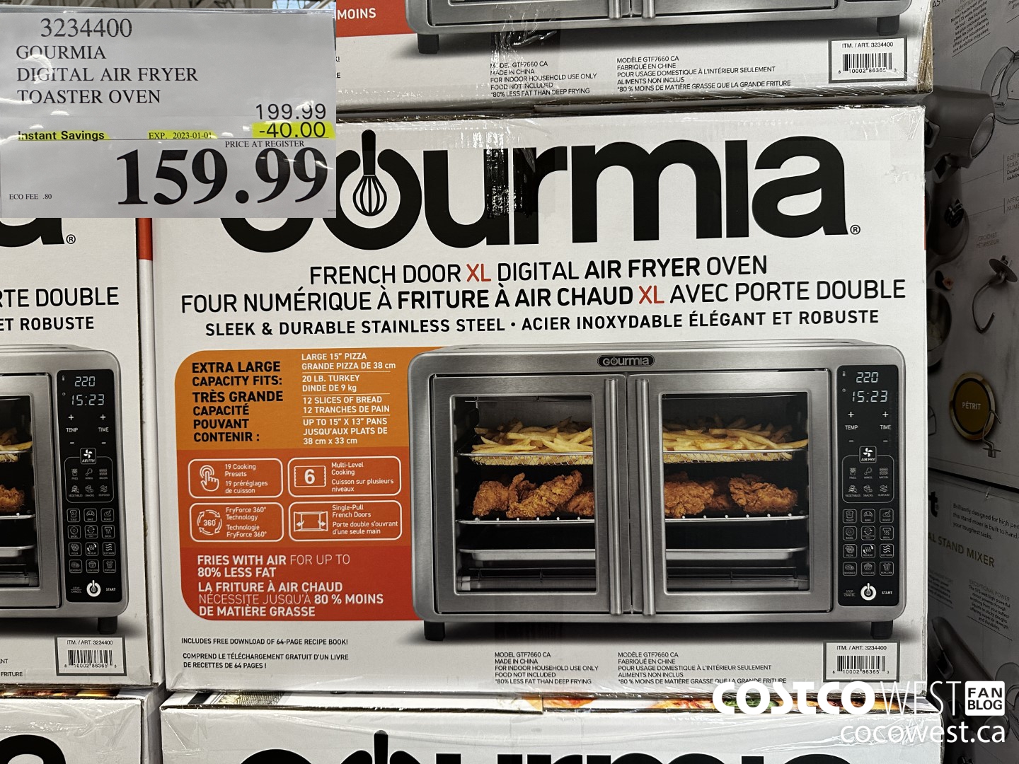 3234400 GOURMIA DIGITAL AIR FRYER TOASTER OVEN ($40.00 INSTANT SAVINGS EXPIRES ON 2023-01-01) $159.99