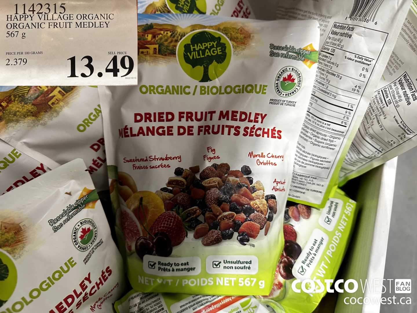 1142315 HAPPY VILLAGE ORGANIC FRUIT MEDLEY 567G $13.49