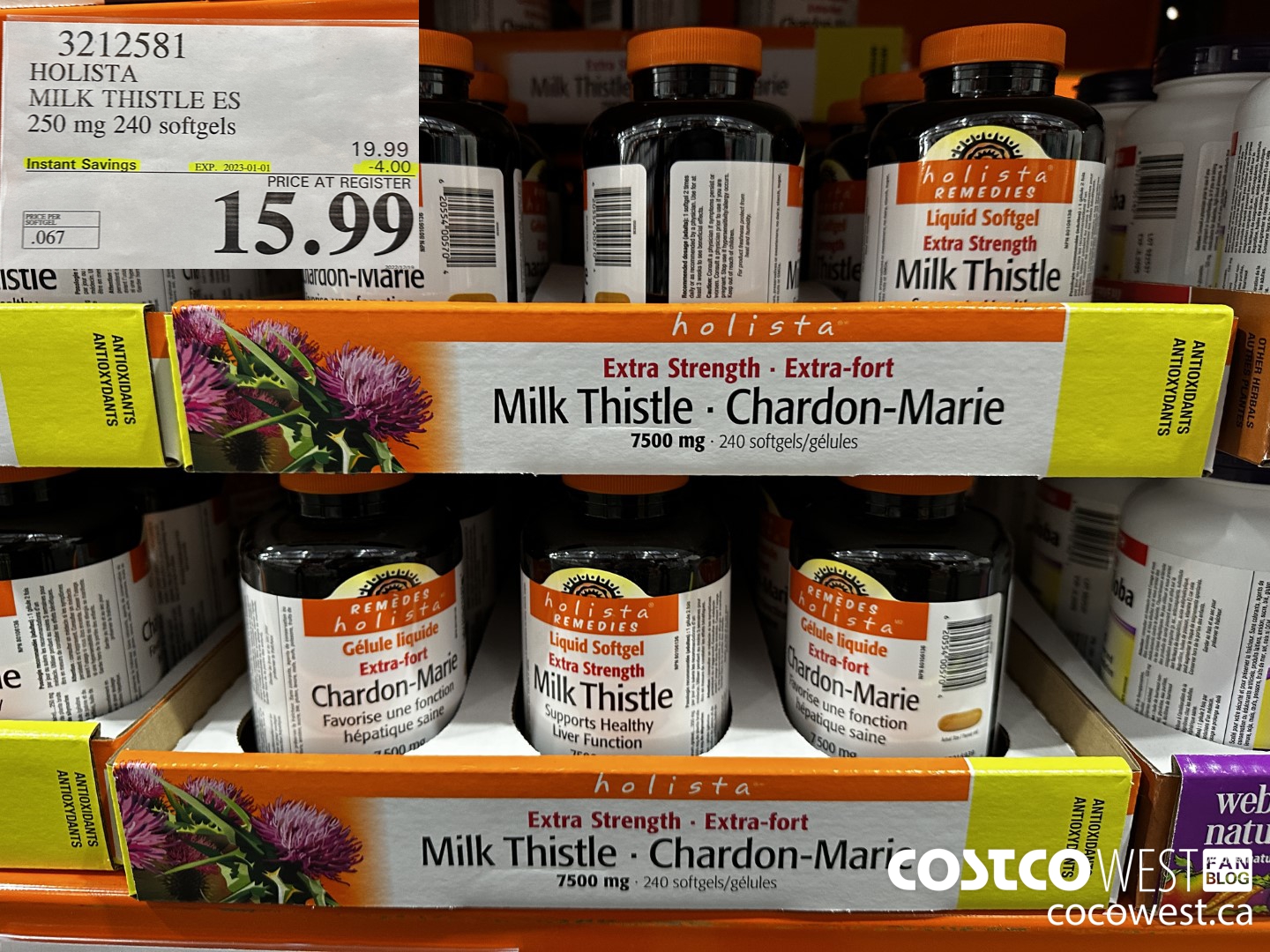 3212581 HOLISTA MILK THISTLE ES 250 mg 240 softgels ($4.00 INSTANT SAVINGS EXPIRES ON 2023-01-01) $15.99