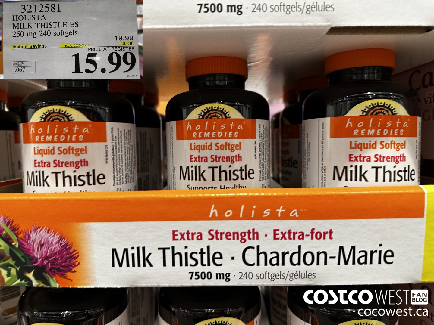 3212581 HOLISTA MILK THISTLE ES 250 mg 240 softgels ($4.00 INSTANT SAVINGS EXPIRES ON 2023-01-01) $15.99