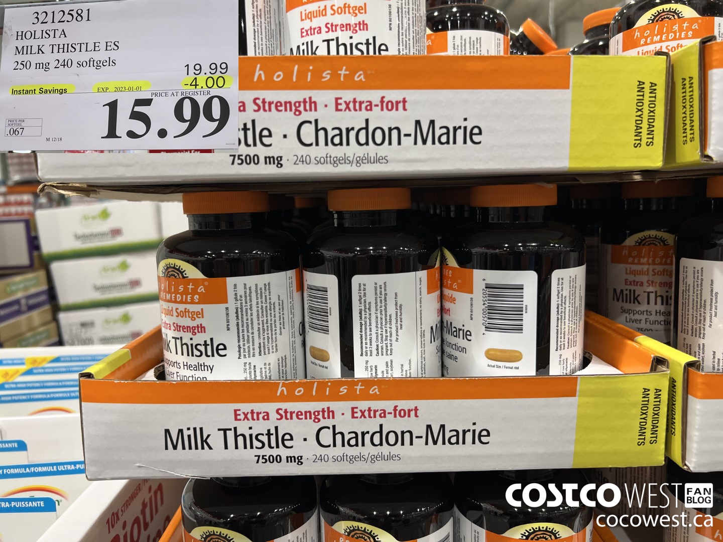 3212581 HOLISTA MILK THISTLE ES 250 mg 240 softgels ($4.00 INSTANT SAVINGS EXPIRES ON 2023-01-01) $15.99