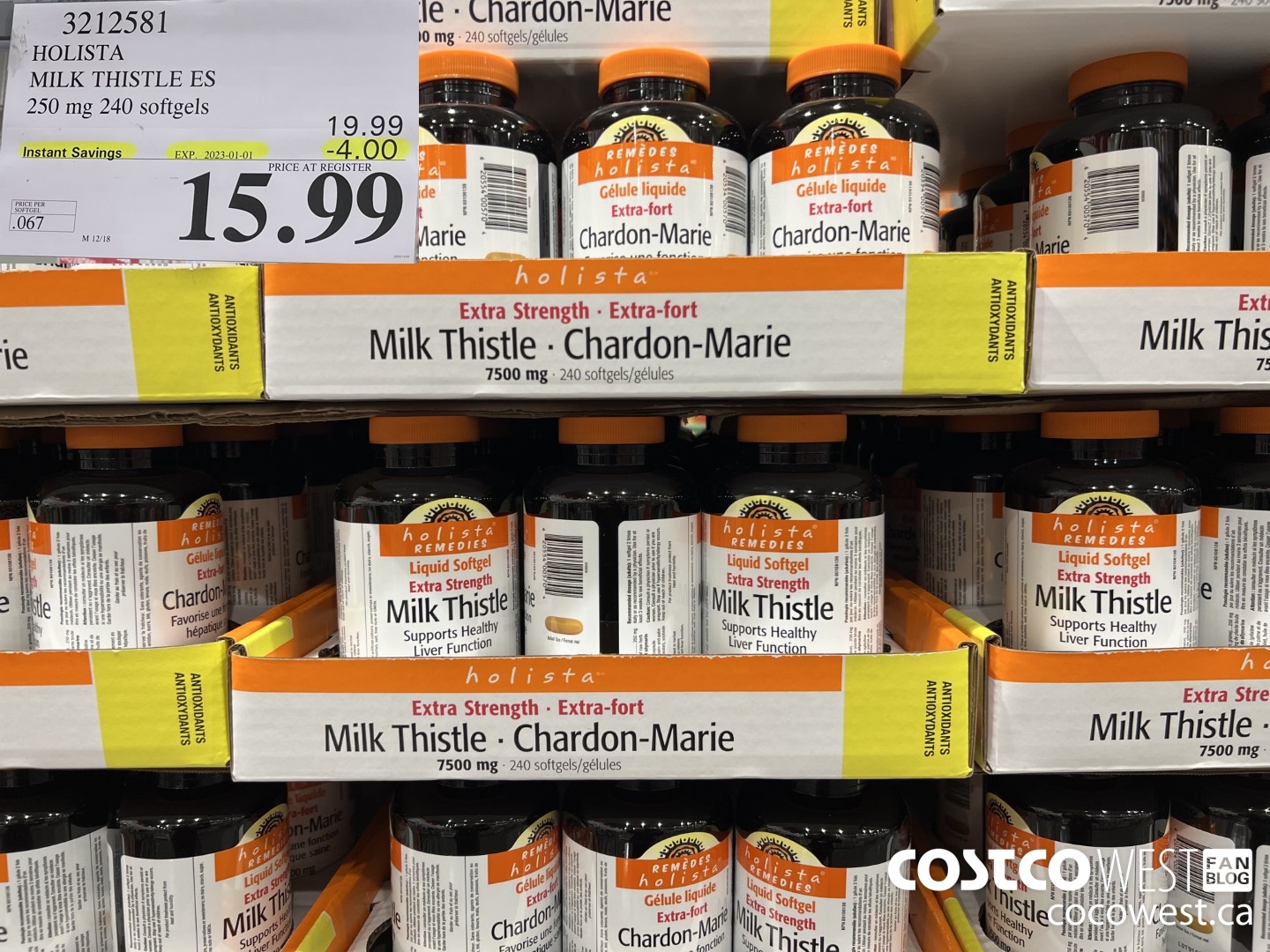 3212581 HOLISTA MILK THISTLE ES 250 mg 240 softgels ($4.00 INSTANT SAVINGS EXPIRES ON 2023-01-01) $15.99