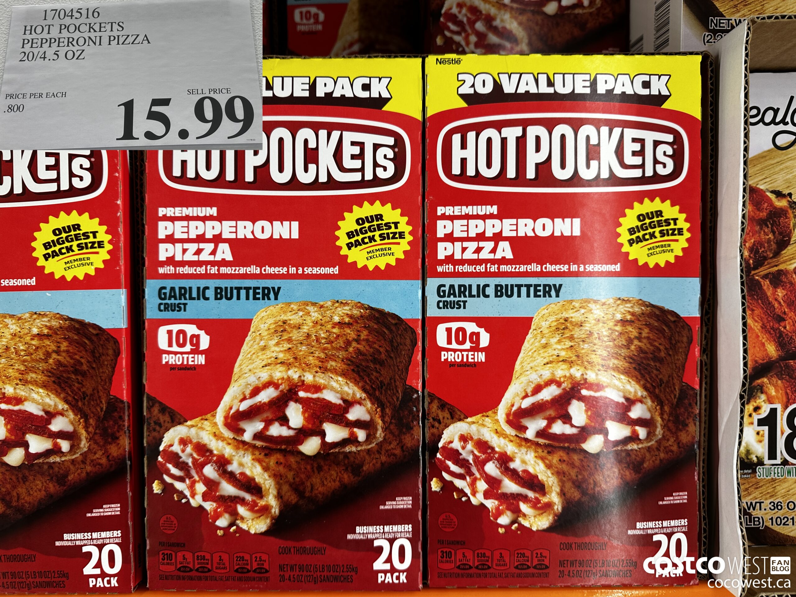 1704516 HOT POCKETS PEPPERONI PIZZA 20/4.5 OZ $15.99