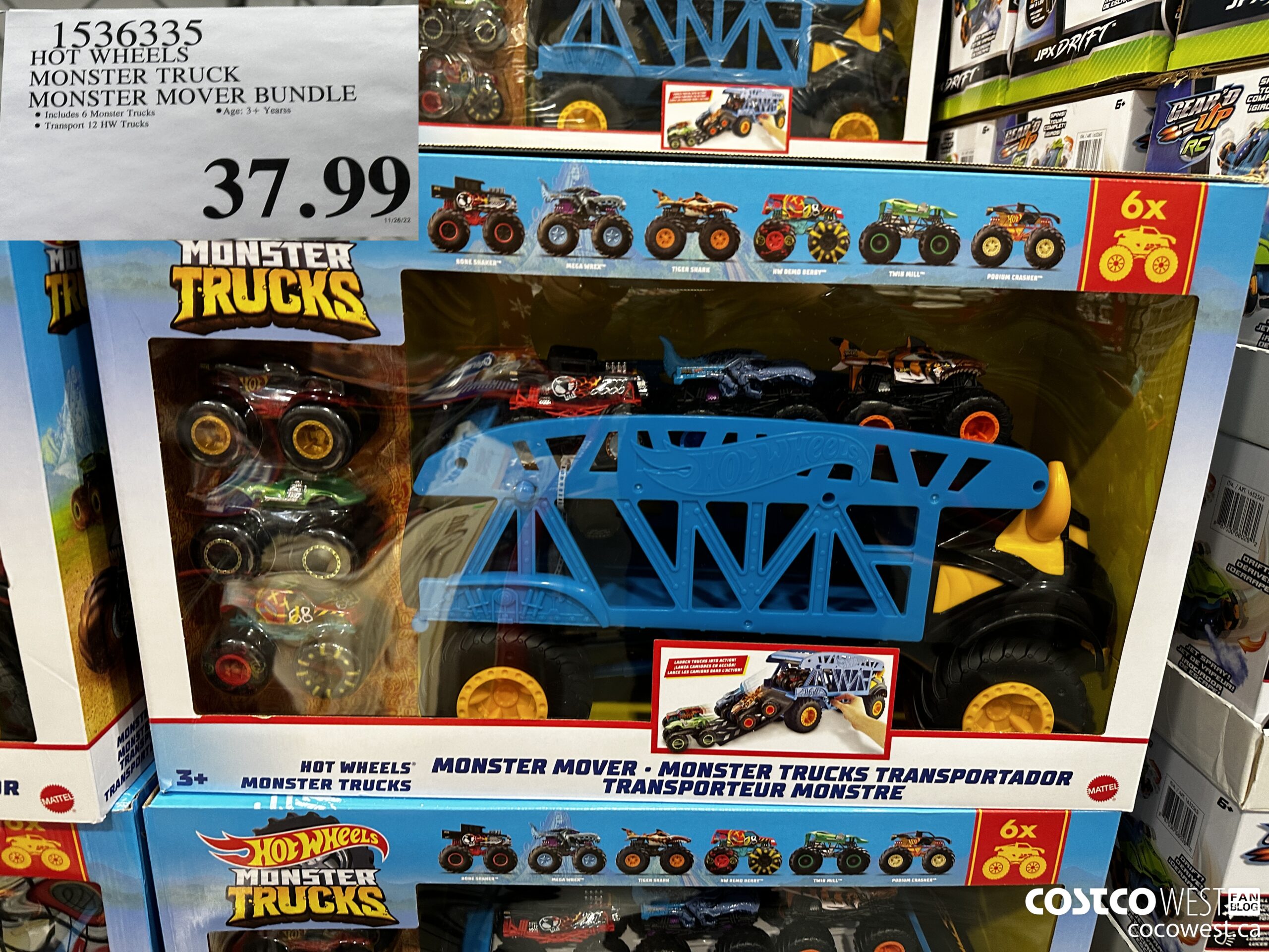 1536335 HOT WHEELS MONSTER TRUCK MONSTER MOVER BUNDLE $37.99