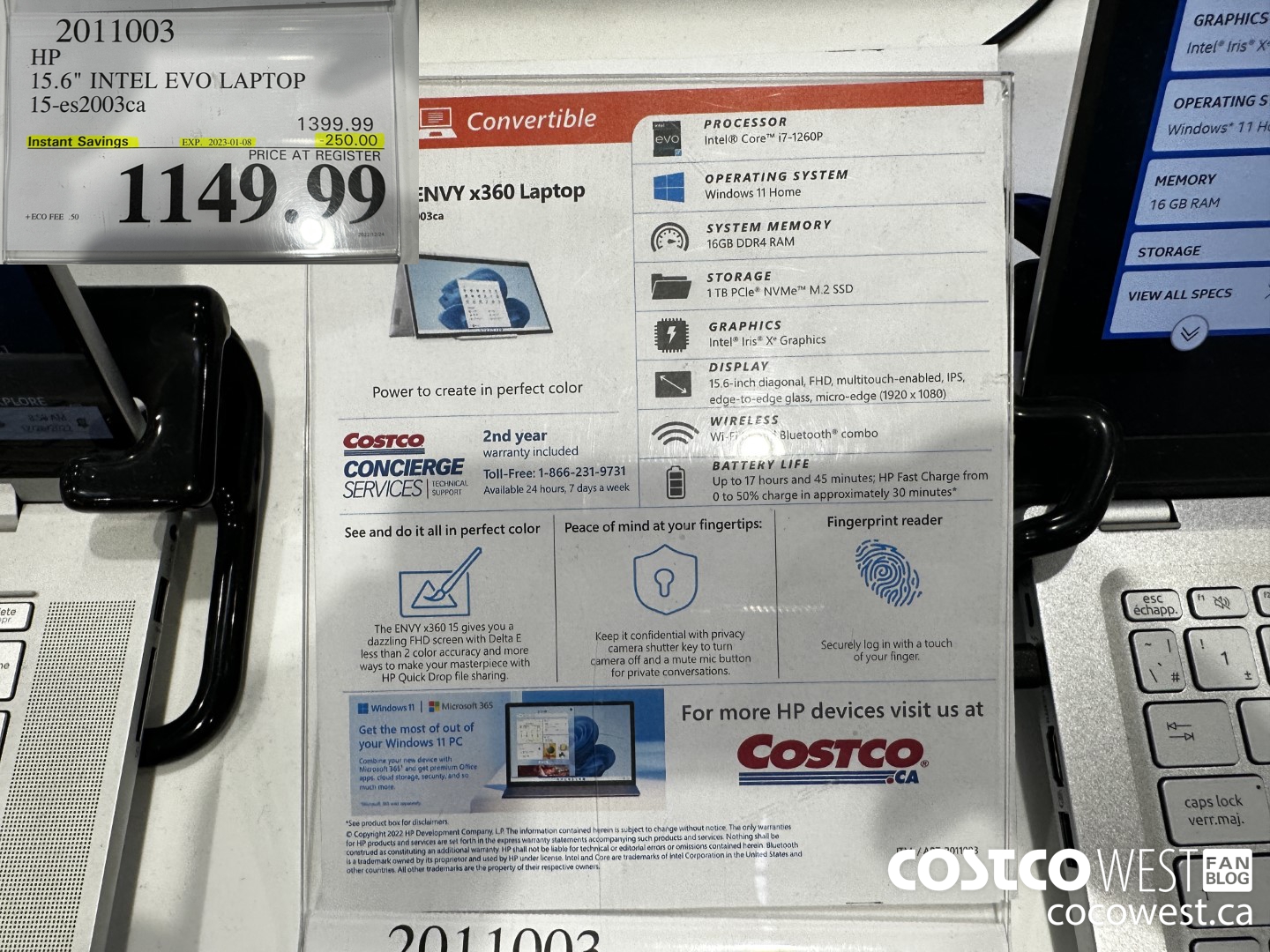 2011003 HP 15.6IN LAPTOP COMPUTER 15-ES2003CA ($250.00 INSTANT SAVINGS EXPIRES ON 2023-01-08) $1149.99