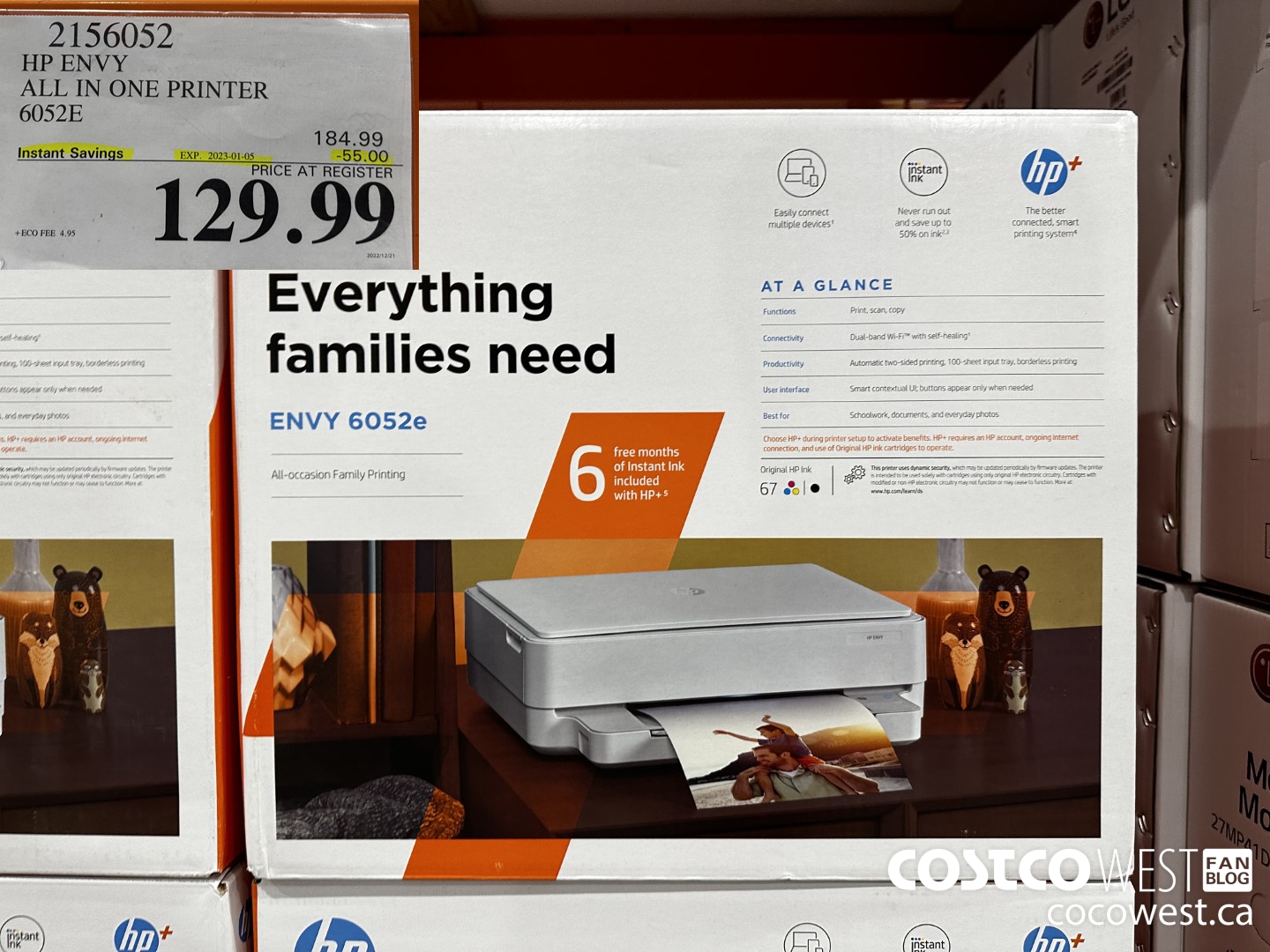 2156052 HP ENVY ALL IN ONE PRINTER 6052E  ($55.00 INSTANT SAVINGS EXPIRES ON 2023-01-05) $129.99