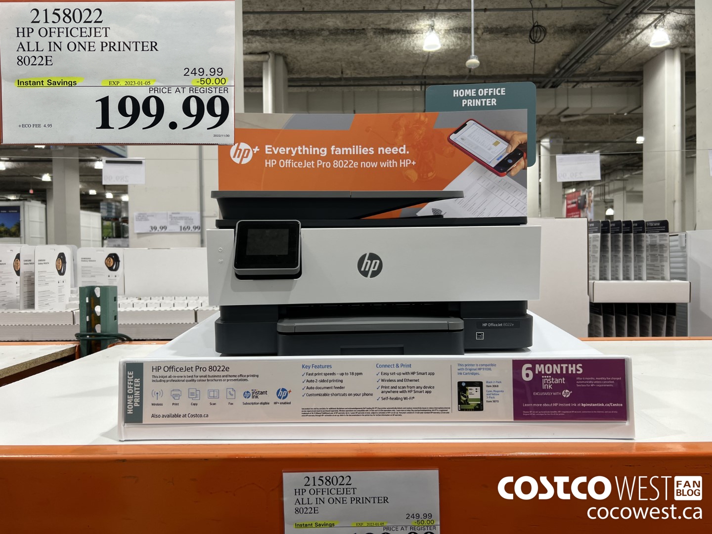 2158022 HP OFFICEJET ALL IN ONE PRINTER 8022E ($50.00 INSTANT SAVINGS EXPIRES ON 2023-01-05) $199.99
