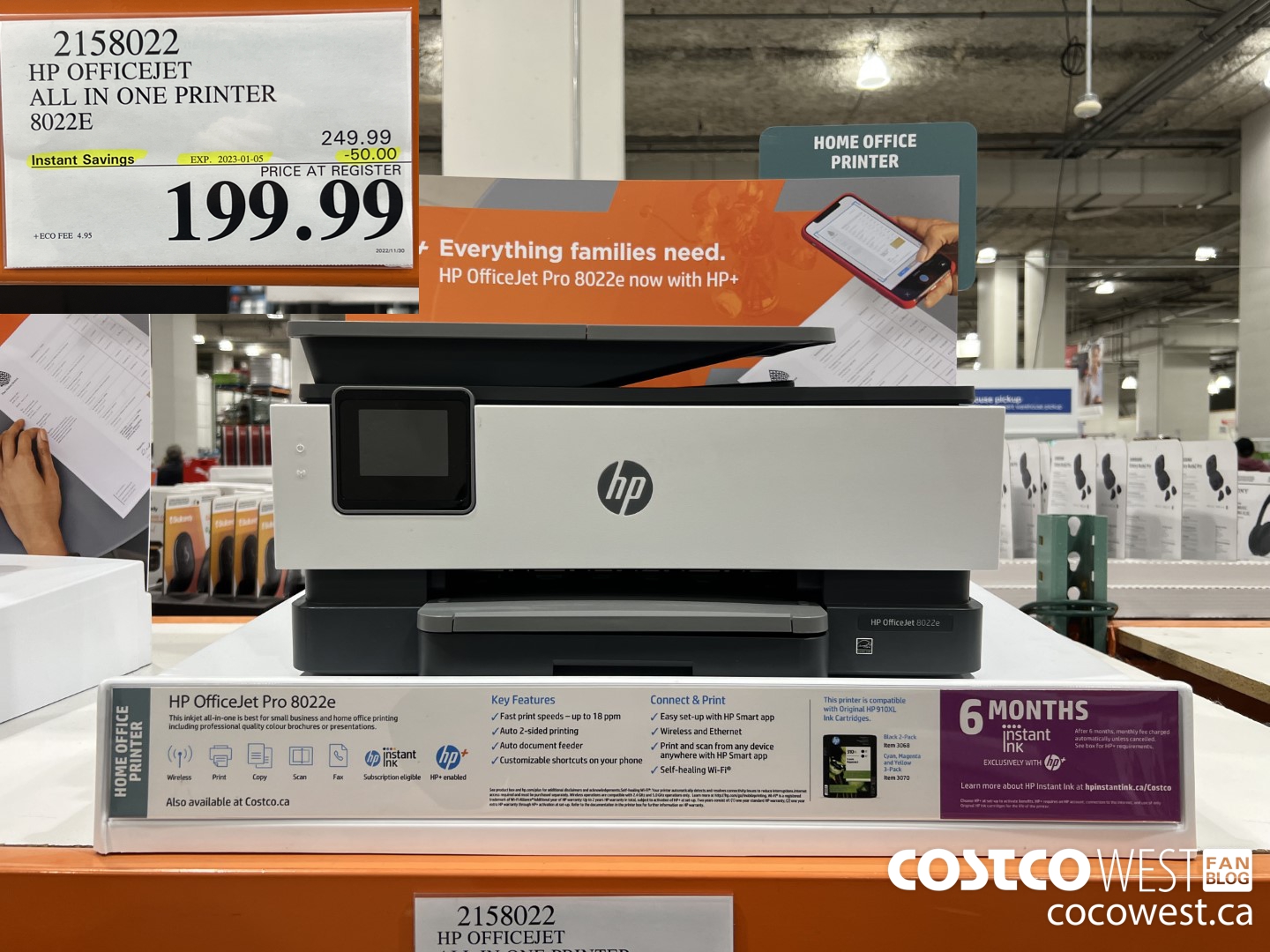 2158022 HP OFFICEJET ALL IN ONE PRINTER 8022E ($50.00 INSTANT SAVINGS EXPIRES ON 2023-01-05) $199.99