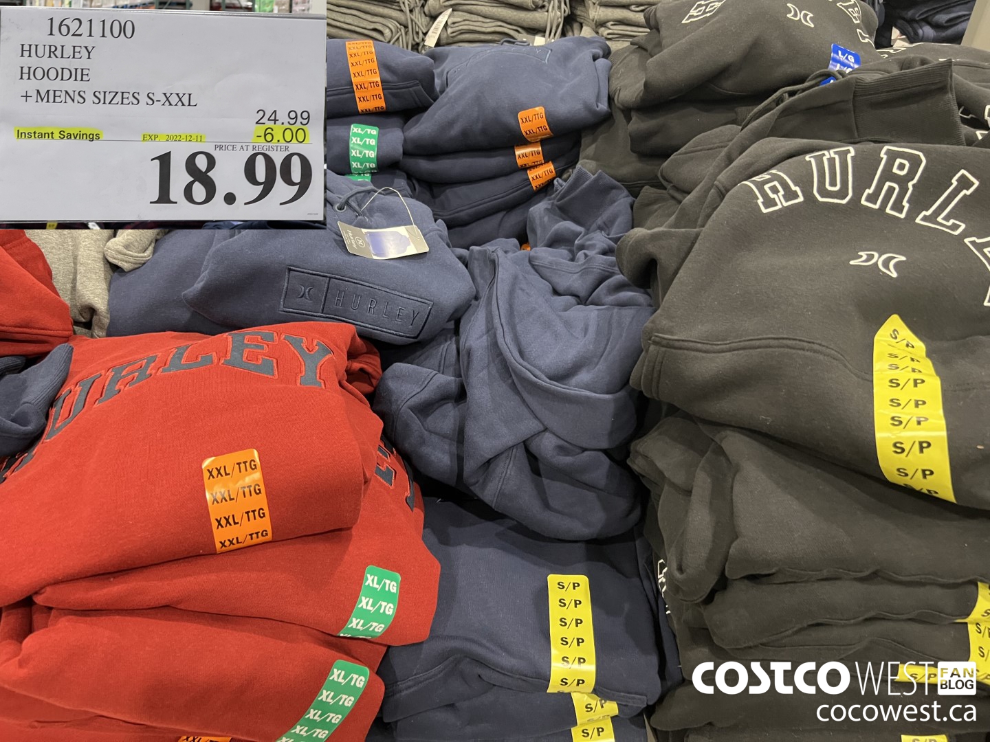 1621100 HURLEY HOODIE MENS SIZES S-XXL ($6.00 INSTANT SAVINGS EXPIRES ON 2022-12-11) $18.99