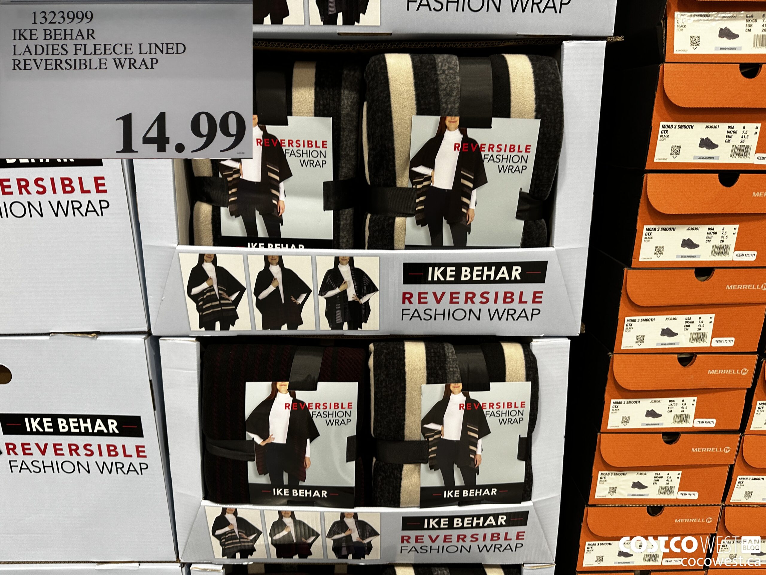 1323999 IKE BEHAR LADIES FLEECE LINED REVERSIBLE WRAP $14.99