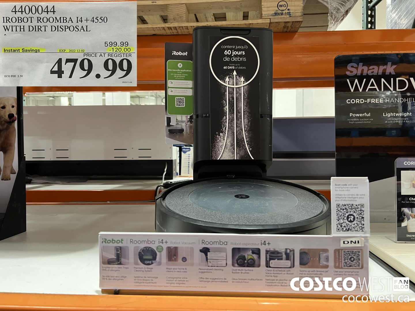 4400044 IROBOT ROOMBA I4+4550 WITH DIRT DISPOSAL ($120.00 INSTANT SAVINGS EXPIRES ON 2022-12-02) $479.99