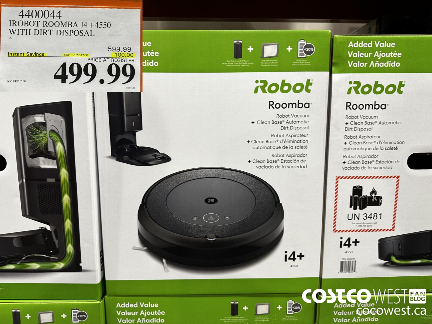 4400044 IROBOT ROOMBA I4+4550 WITH DIRT DISPOSAL ($100.00 INSTANT SAVINGS EXPIRES ON 2022-12-31) $499.99