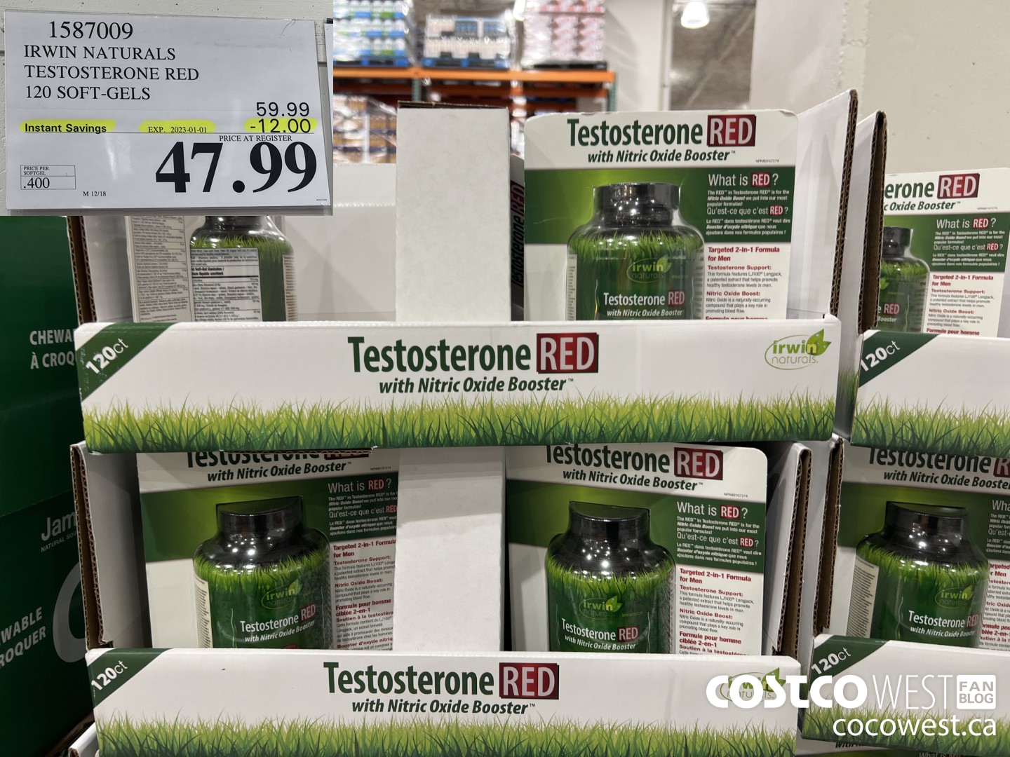 1587009 IRWIN NATURALS TESTOSTERONE RED 120 SOFT-GELS ($12.00 INSTANT SAVINGS EXPIRES ON 2023-01-01) $47.99