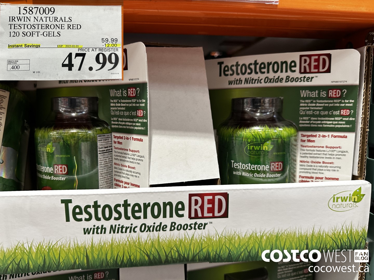 1587009 IRWIN NATURALS TESTOSTERONE RED 120 SOFT-GELS ($12.00 INSTANT SAVINGS EXPIRES ON 2023-01-01) $47.99