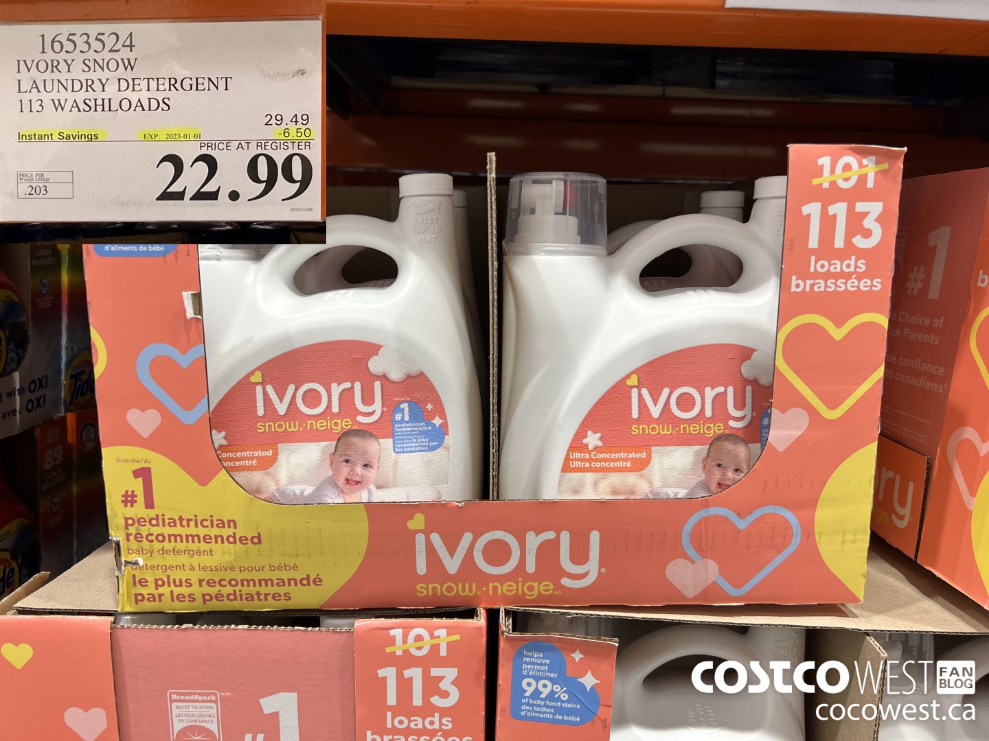 1653524 IVORY SNOW LAUNDRY DETERGENT 113 WASHLOADS ($6.50 INSTANT SAVINGS EXPIRES ON 2023-01-01) $22.99