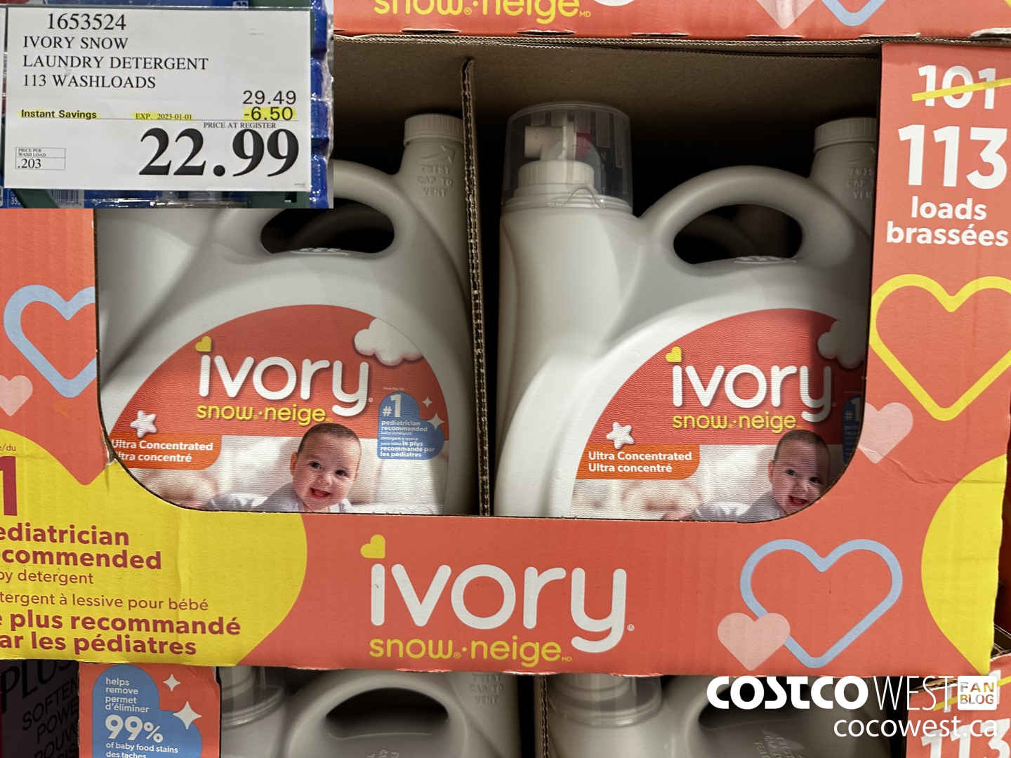 1653524 IVORY SNOW LAUNDRY DETERGENT 113 WASHLOADS ($6.50 INSTANT SAVINGS EXPIRES ON 2023-01-01) $22.99