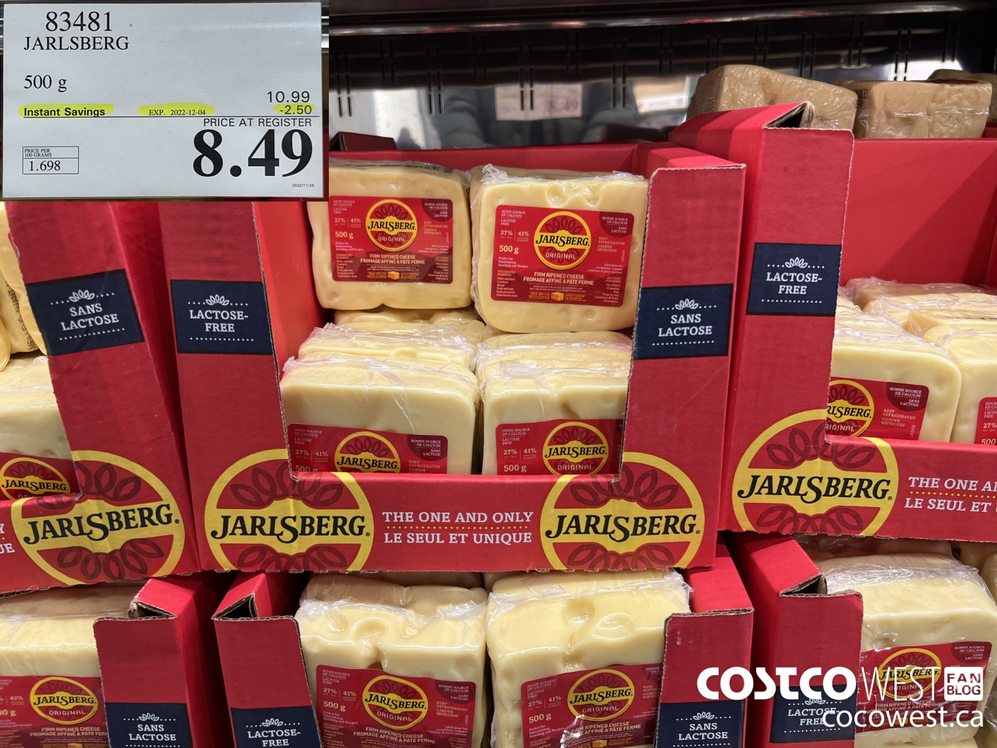83481 JARLSBERG 500G ($2.50 INSTANT SAVINGS EXPIRES ON 2022-12-04) $8.49