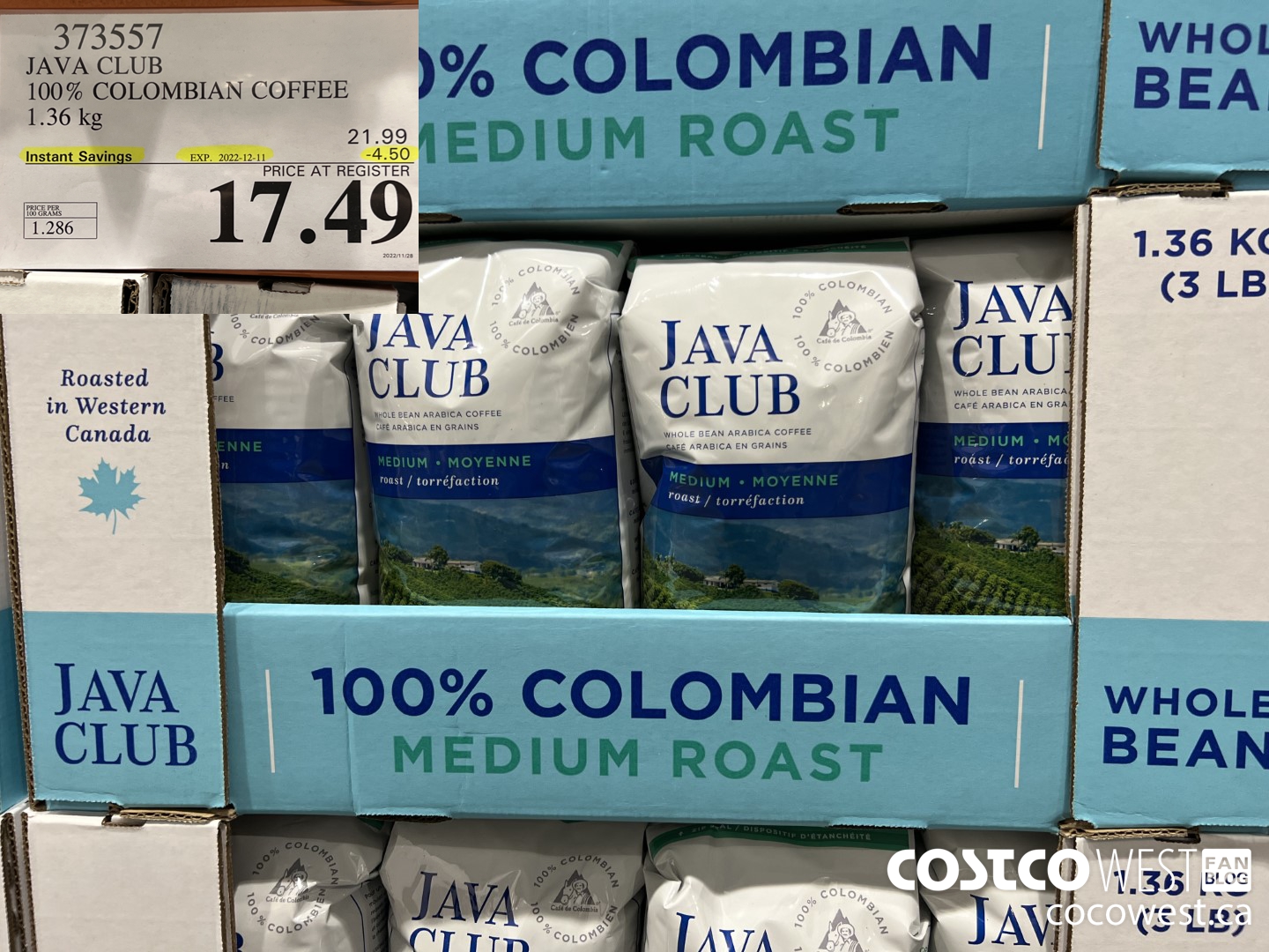 373557 JAVA CLUB 100% COLOMBIAN COFFEE 1.36 kg ($4.50 INSTANT SAVINGS EXPIRES ON 2022-12-11) $17.49
