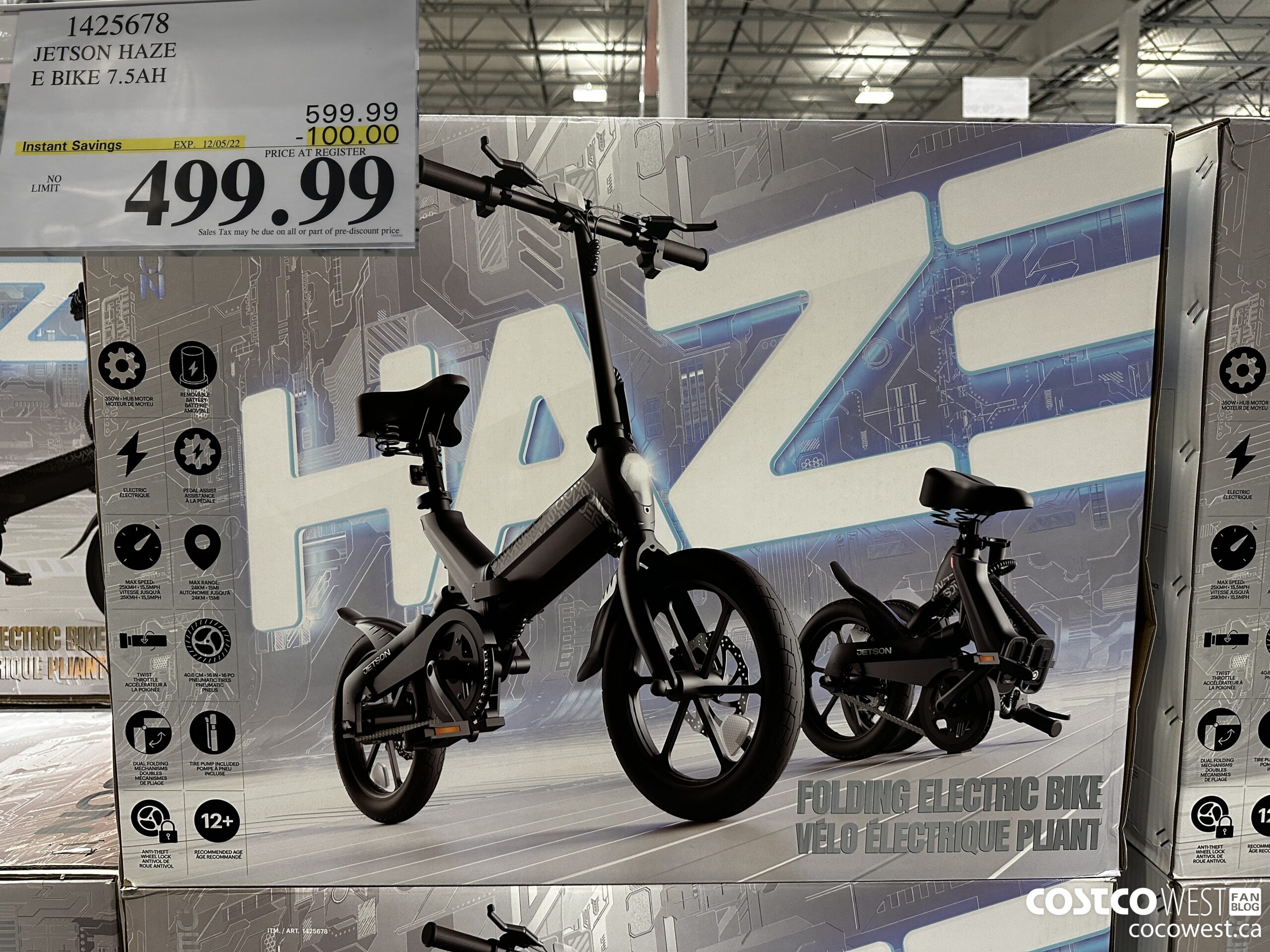 1425678 JETSON HAZE E BIKE 7.5 AH ($100.00 INSTANT SAVINGS EXPIRES ON 2022-12-05) $499.99