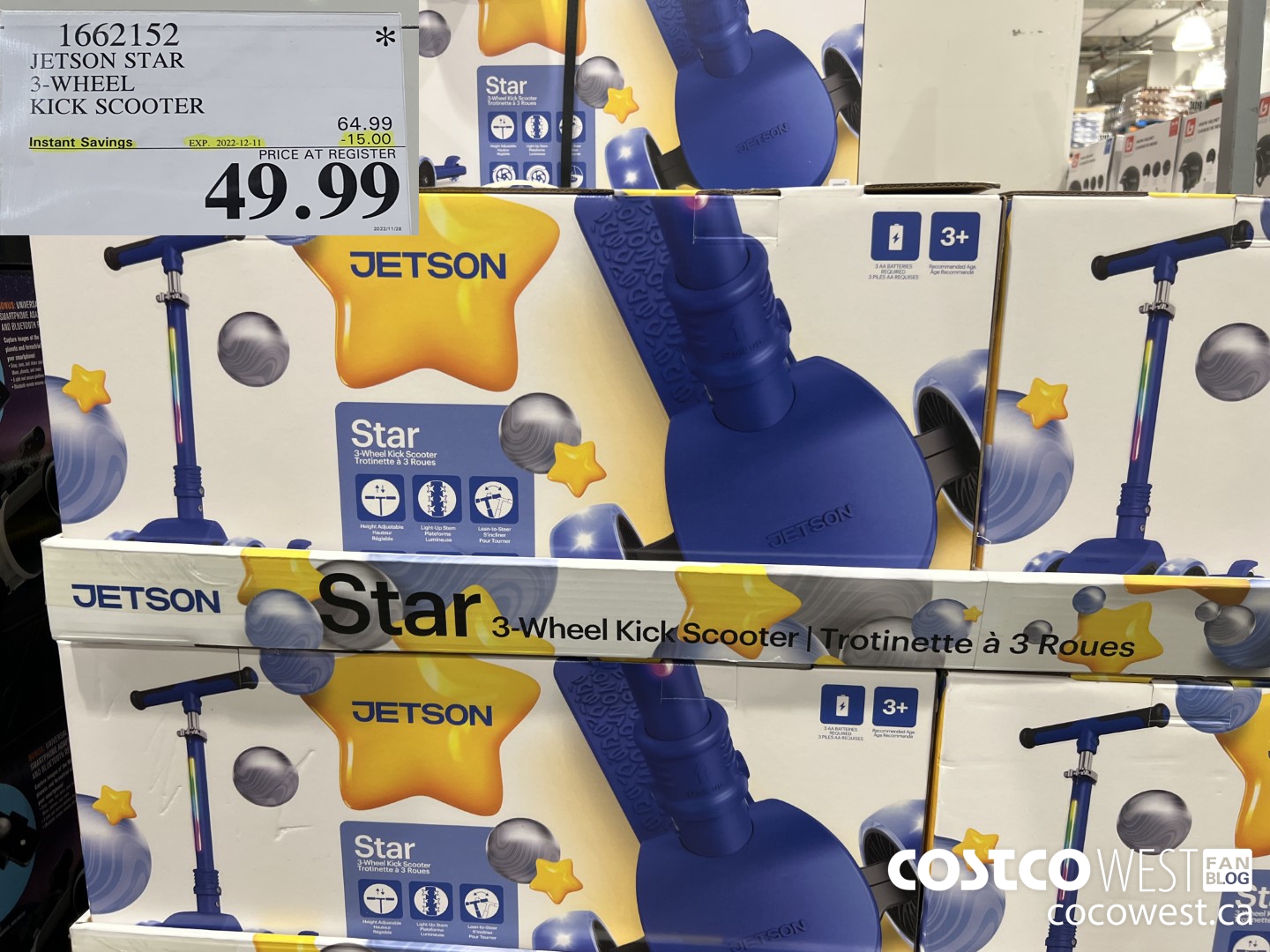 1662152 JETSON STAR 3-WHEEL KICK SCOOTER ($15.00 INSTANT SAVINGS EXPIRES ON 2022-12-11) $49.99