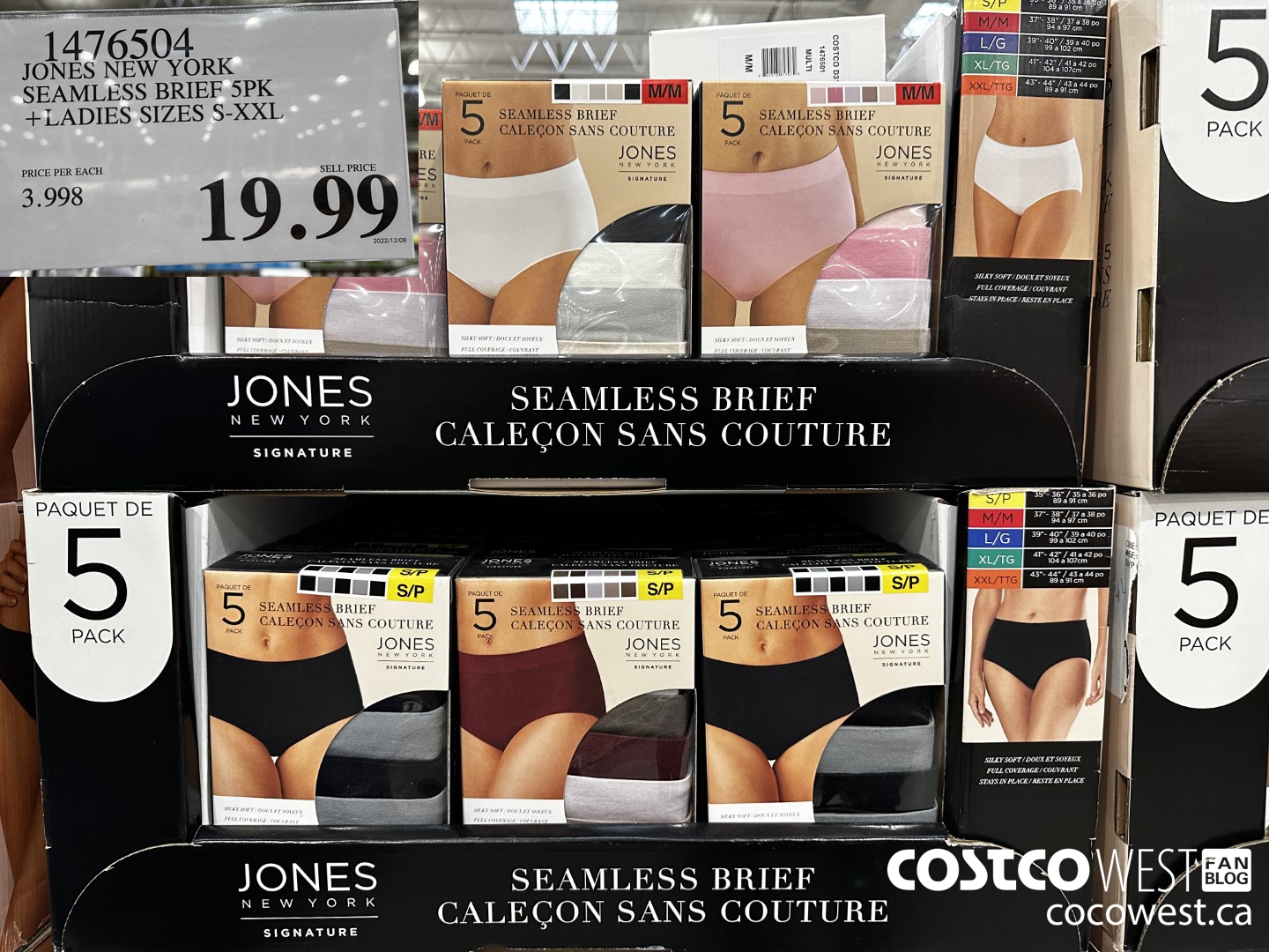 1476504 JONES NEW YORK SEAMLESS BRIEF 5PK LADIES SIZES S-XXL $19.99