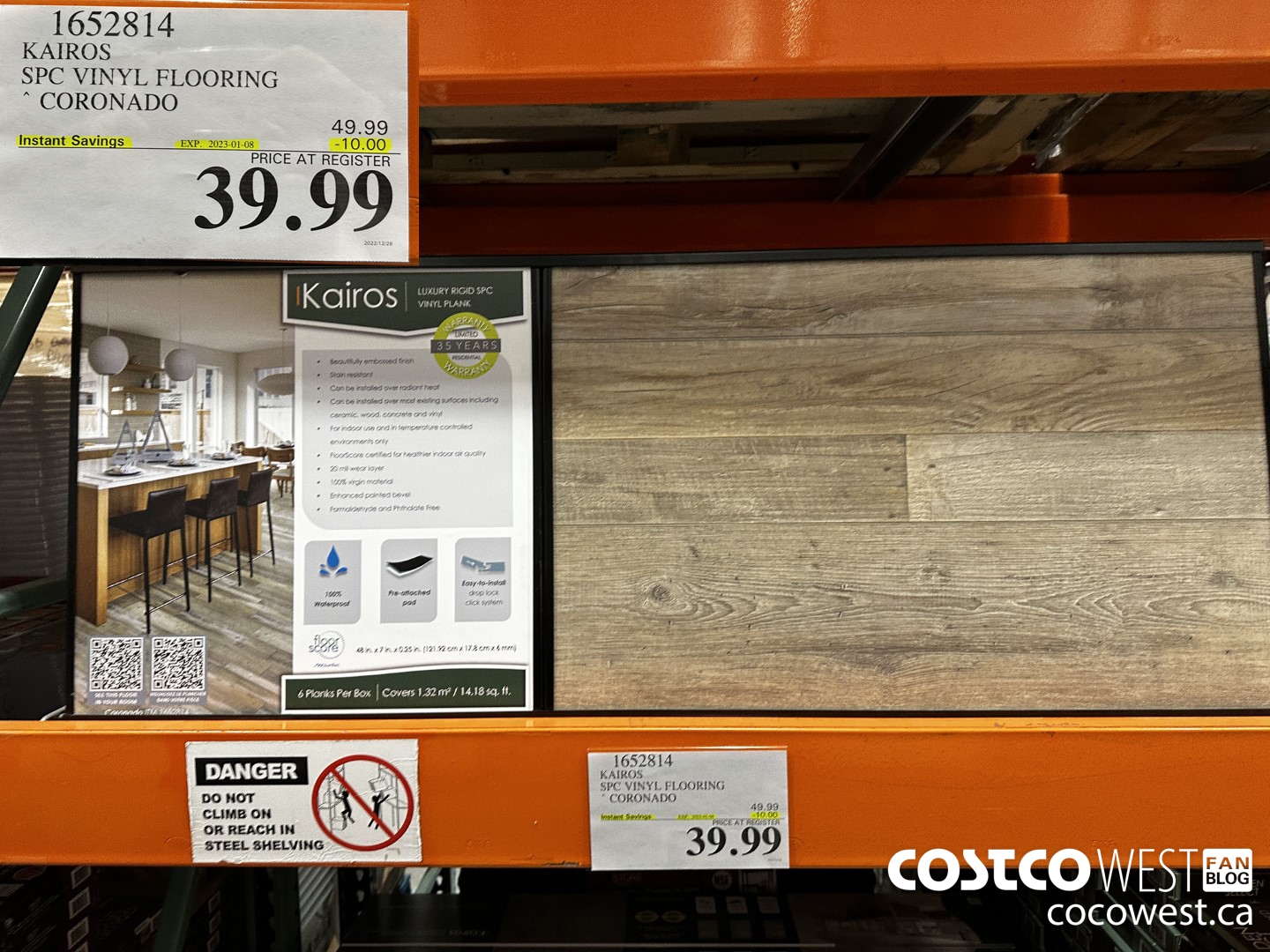 1652814 KAIROS SPC VINYL FLOORING CORONADO ($10.00 INSTANT SAVINGS EXPIRES ON 2023-01-08) $39.99