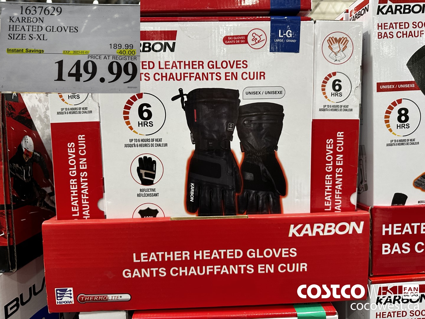1637629 KARBON HEATED GLOVES SIZES S-XL ($40.00 INSTANT SAVINGS EXPIRES ON 2023-01-01) $149.99