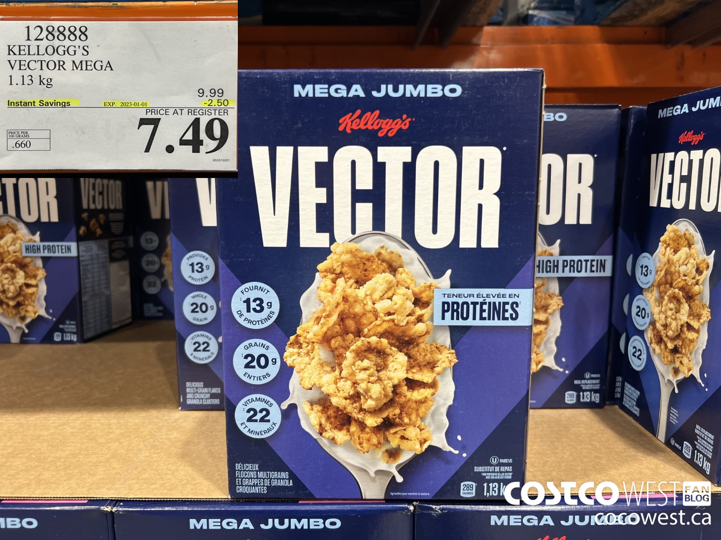 128888 KELLOGGS VECTOR MEGA 1.13KG ($2.50 INSTANT SAVINGS EXPIRES ON 2023-01-01) $7.49