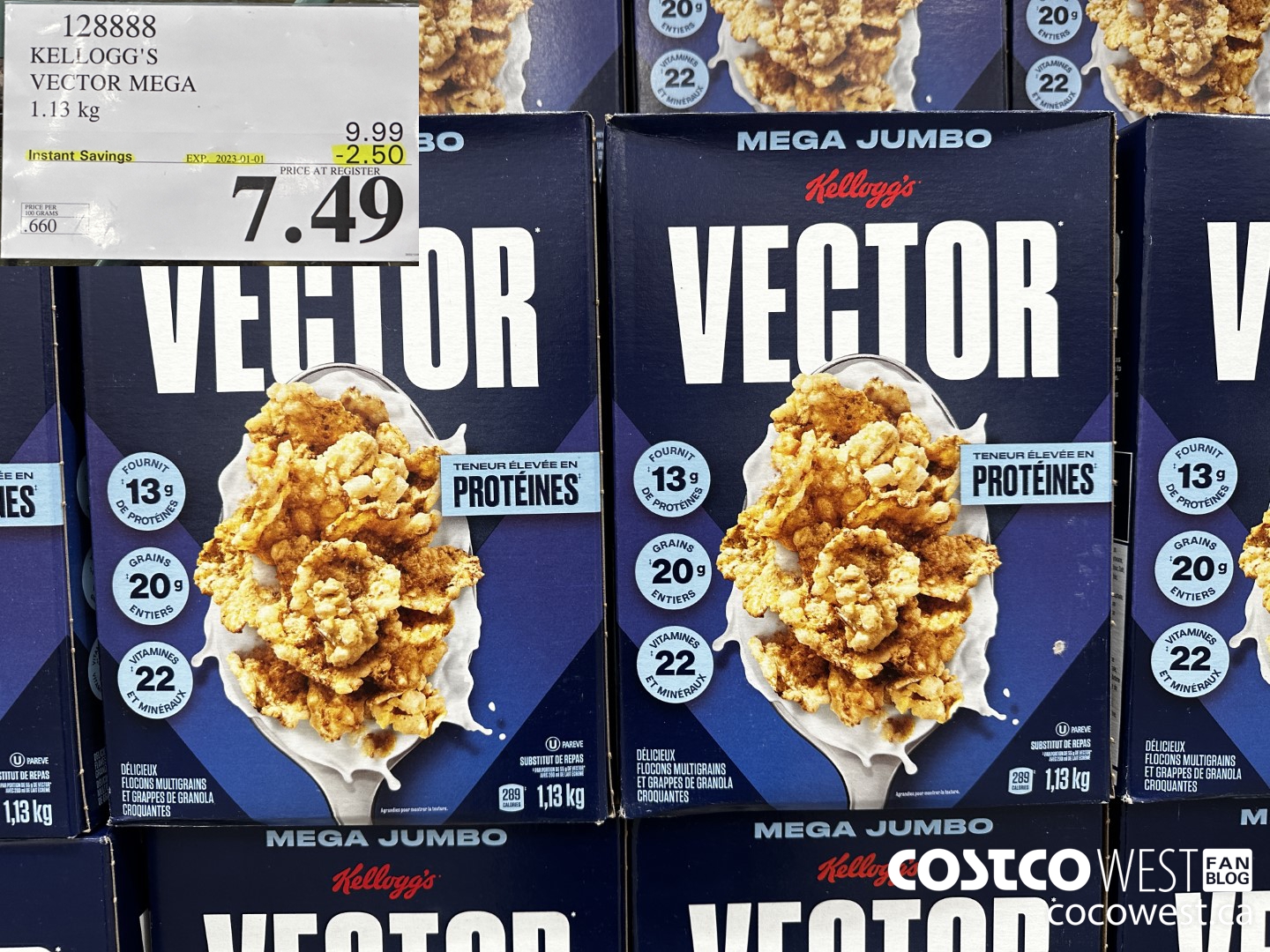 128888 KELLOGGS VECTOR MEGA 1.13KG ($2.50 INSTANT SAVINGS EXPIRES ON 2023-01-01) $7.49