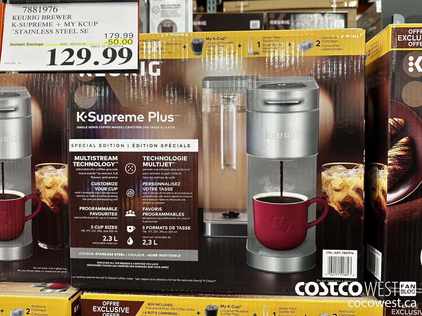 7881976 KEURIG BREWER K-SUPREME + MY KCUP STAINLESS STEEL SE ($50.00 INSTANT SAVINGS EXPIRES ON 2023-01-01) $129.99