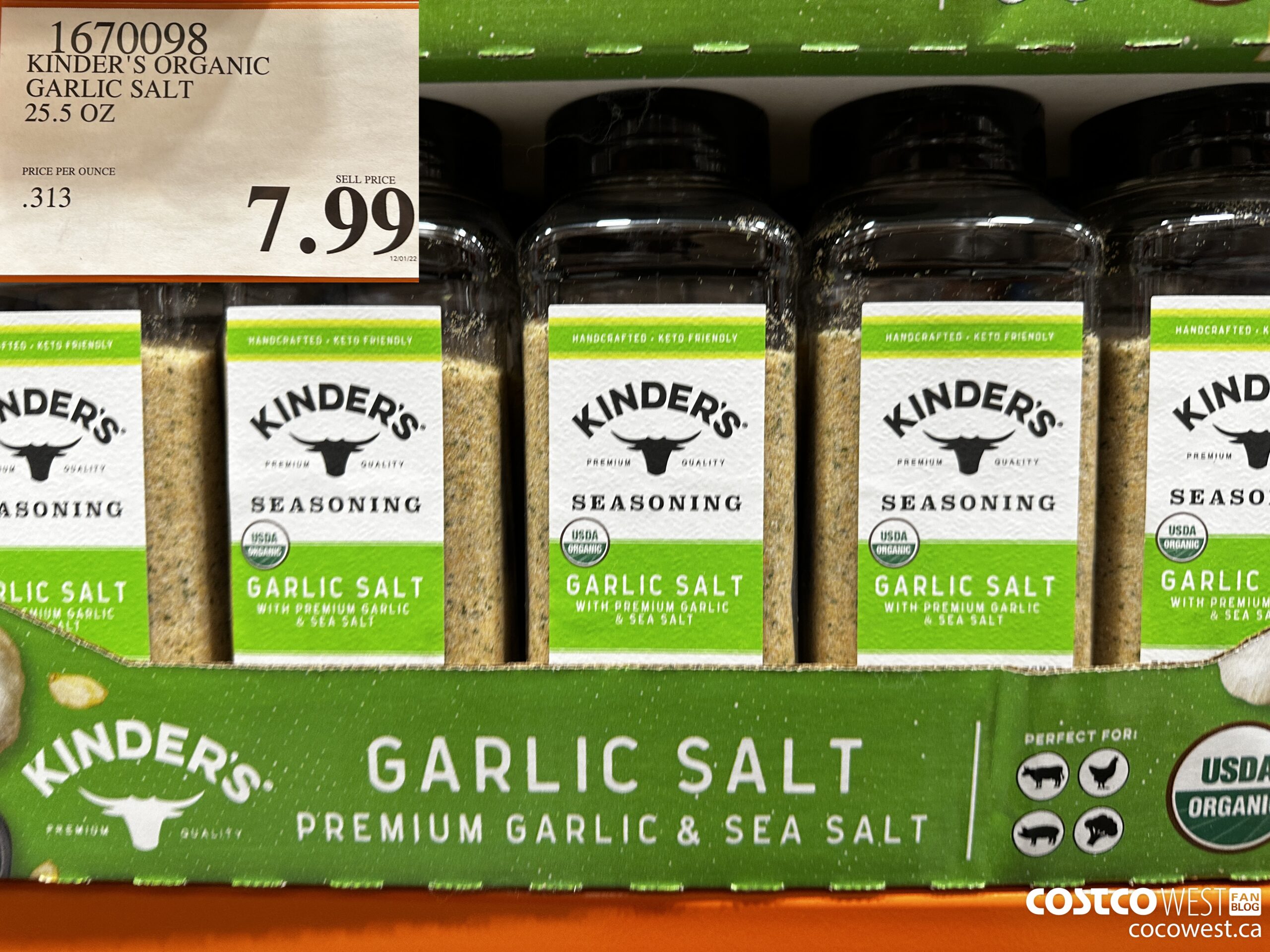 1670098 KINDER'S ORGANIC GARLIC SALT 25.5 OZ $7.99