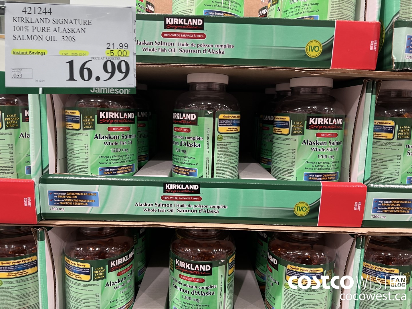 421244 KIRKLAND SIGNATURE 100% PURE ALASKAN SALMON OIL 320S ($5.00 INSTANT SAVINGS EXPIRES ON 2022-12-04) $16.99