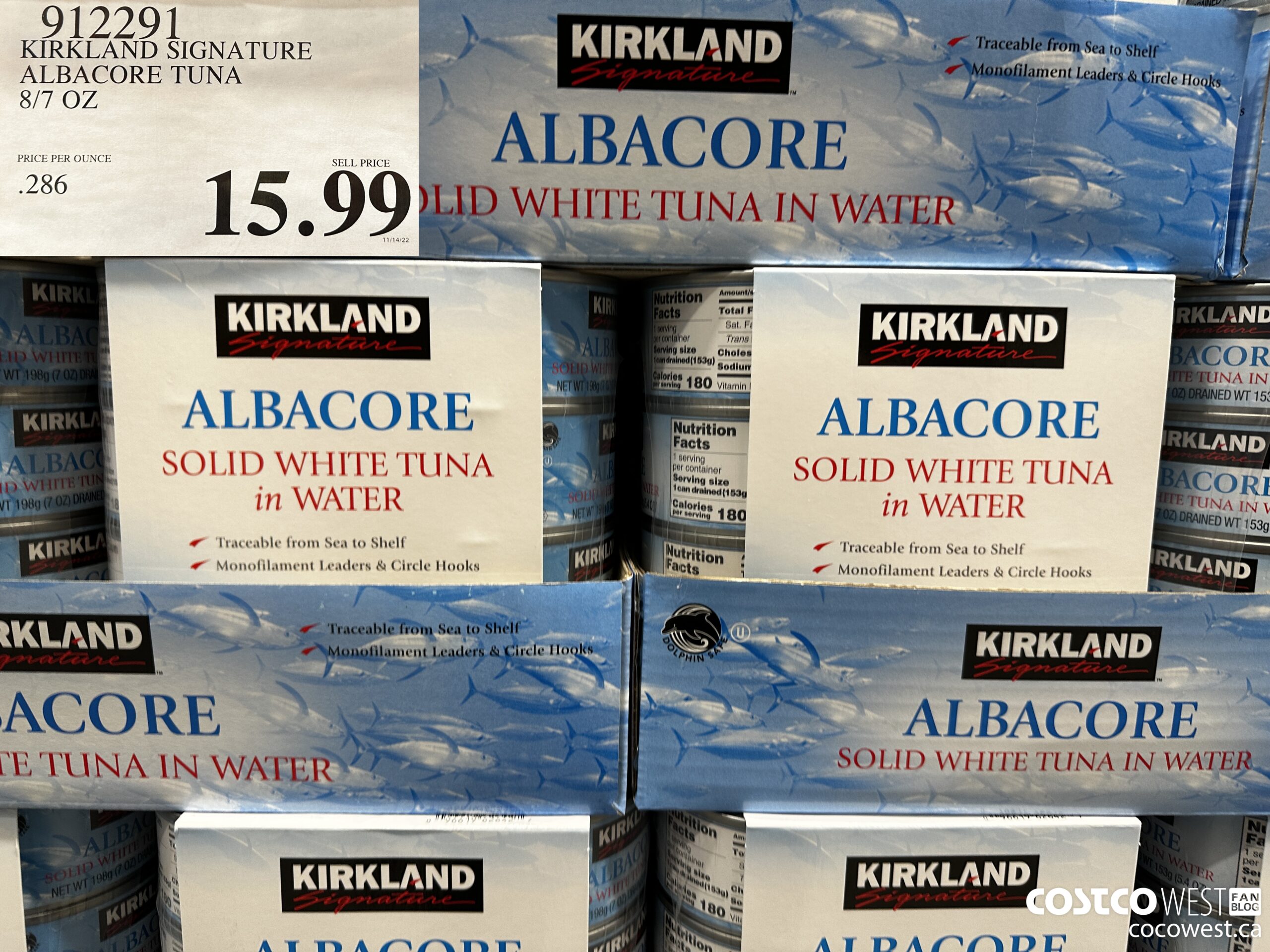 912291 KIRKLAND SIGNATURE ALBACORE TUNA 8/7 OZ $15.99